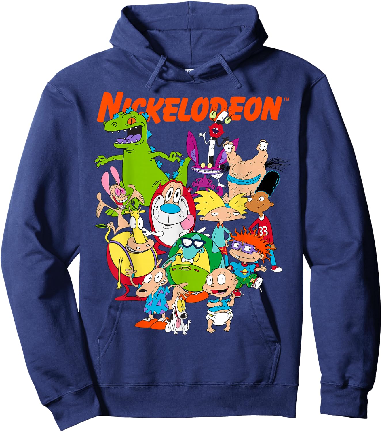 Nickelodeon Group Shot All Retro 90s Characters Hoodie - Hoodie | Navy