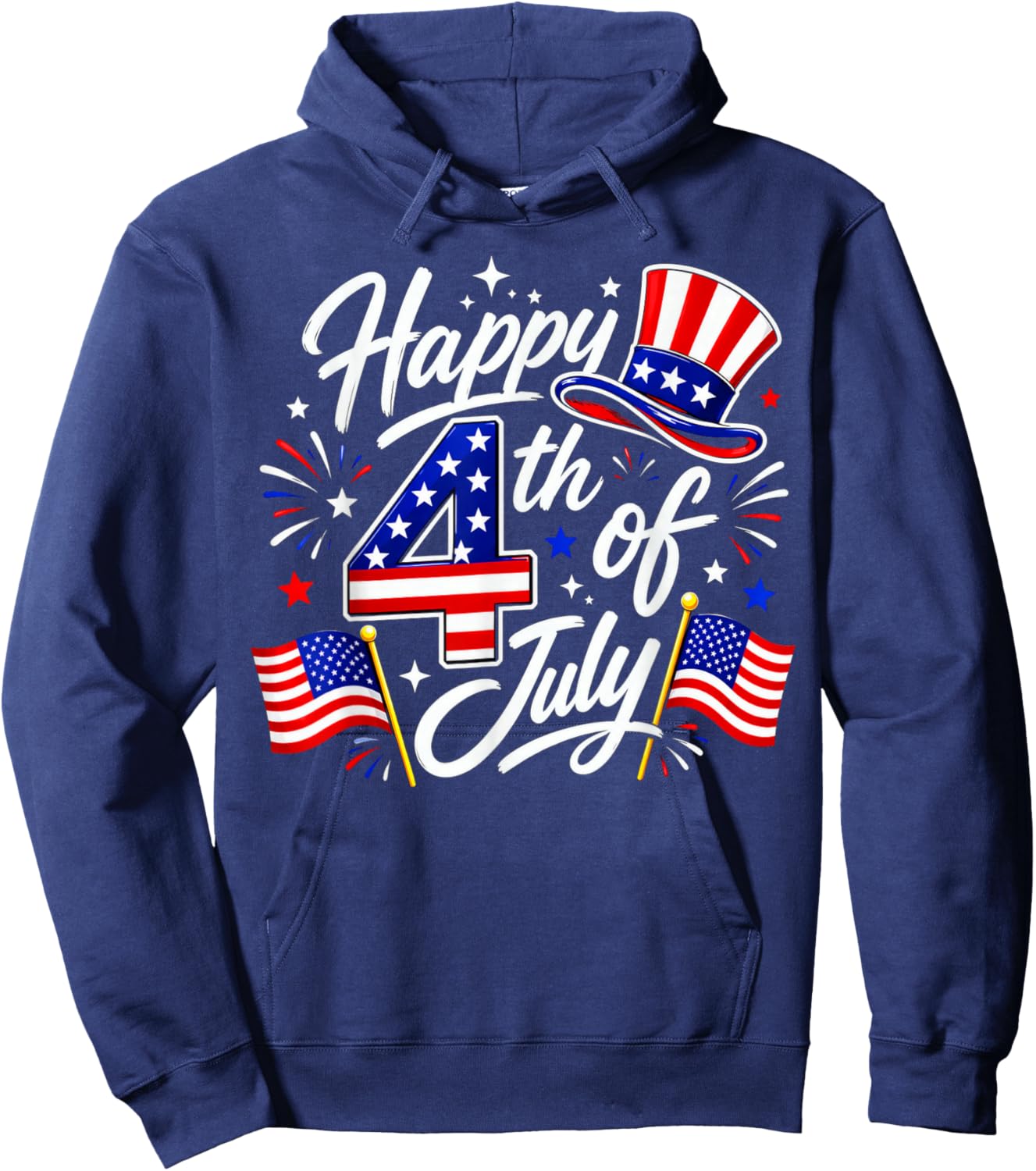 Happy 4th of July Patriotic American Flag USA Hoodie - Hoodie | Navy