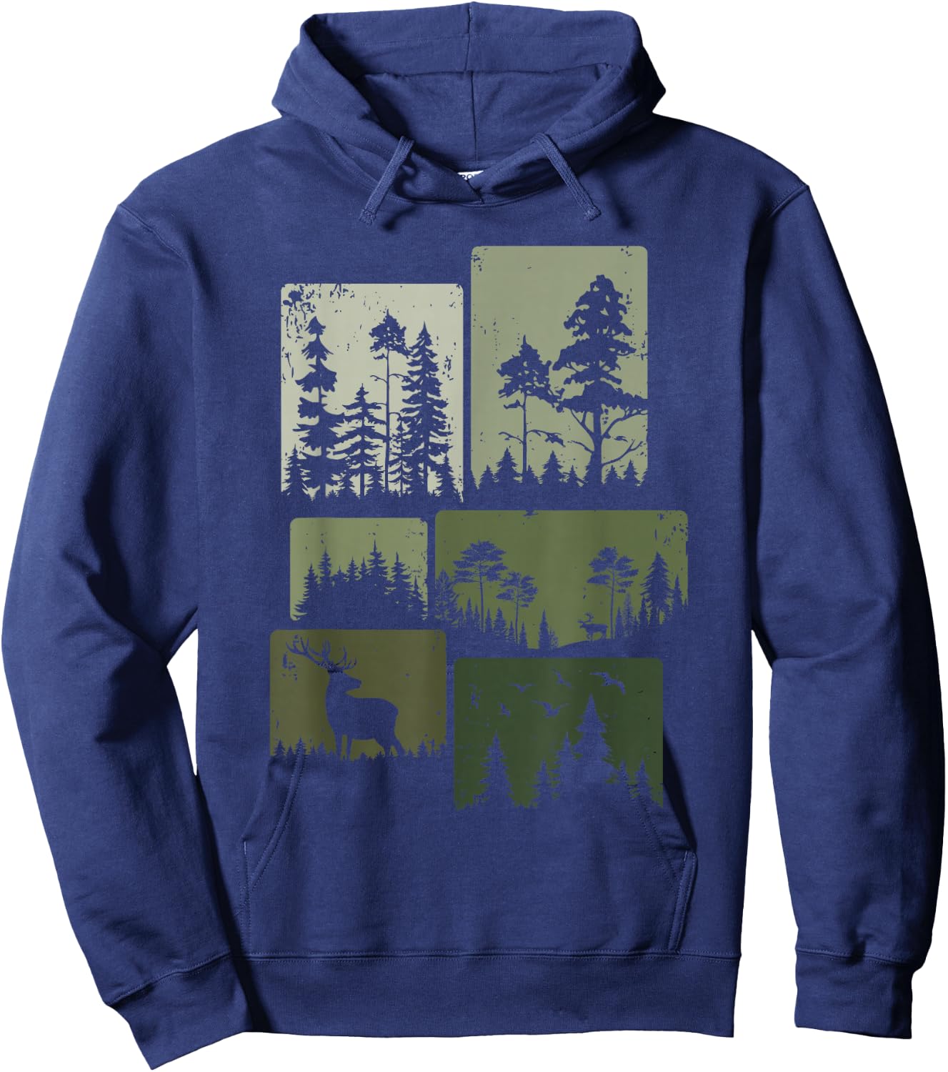 Trees Wildlife Nature Outdoor Vintage Forest Hoodie - Hoodie | Navy