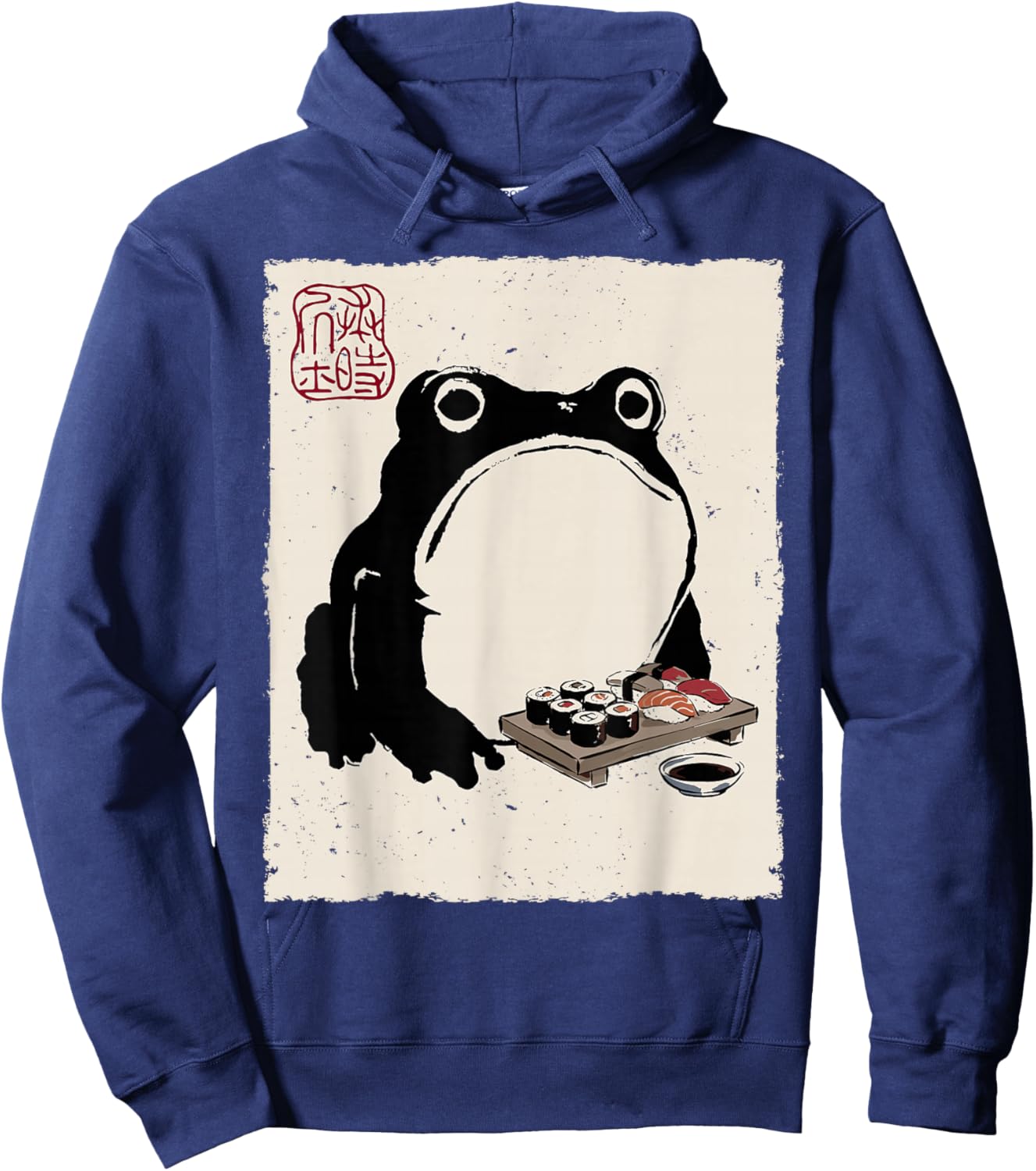 Grumpy Frog Funny Sushi Anime Japanese Hoodie - Hoodie | Navy