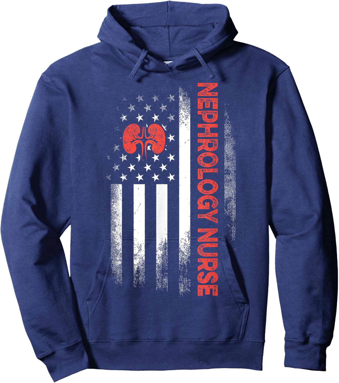 Nephrology Nurse USA Flag Dialysis Nursing RN Hoodie - Hoodie | Navy