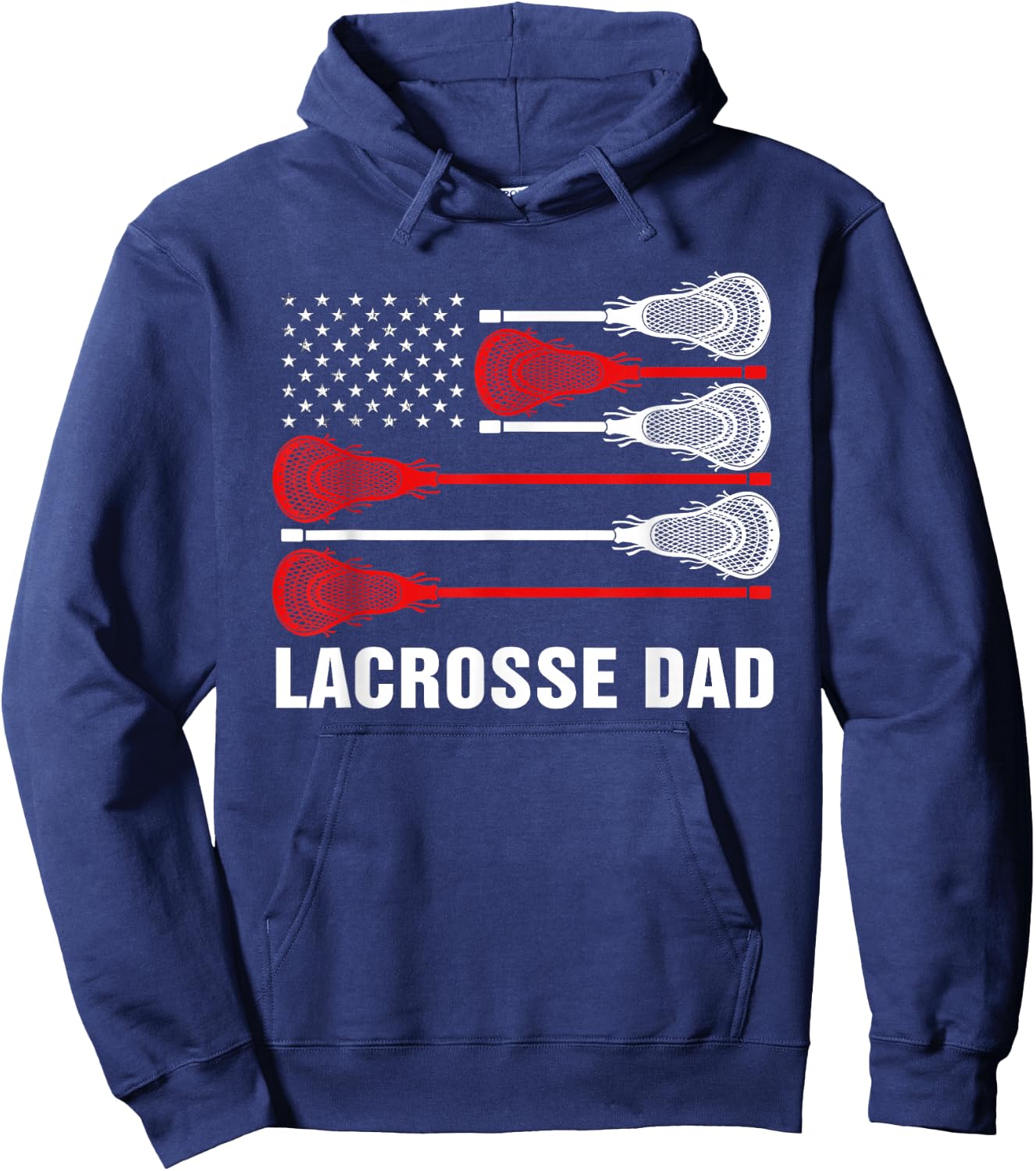 Vintage Lacrosse Dad, Lax Dad USA Flag Hoodie - Hoodie | Navy