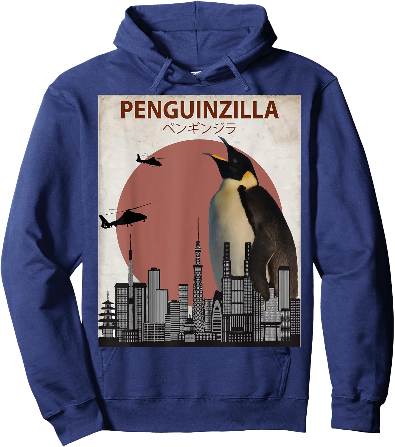 Penguinzilla Funny Emperor Penguin Lovers Gift Hoodie - Hoodie | Navy