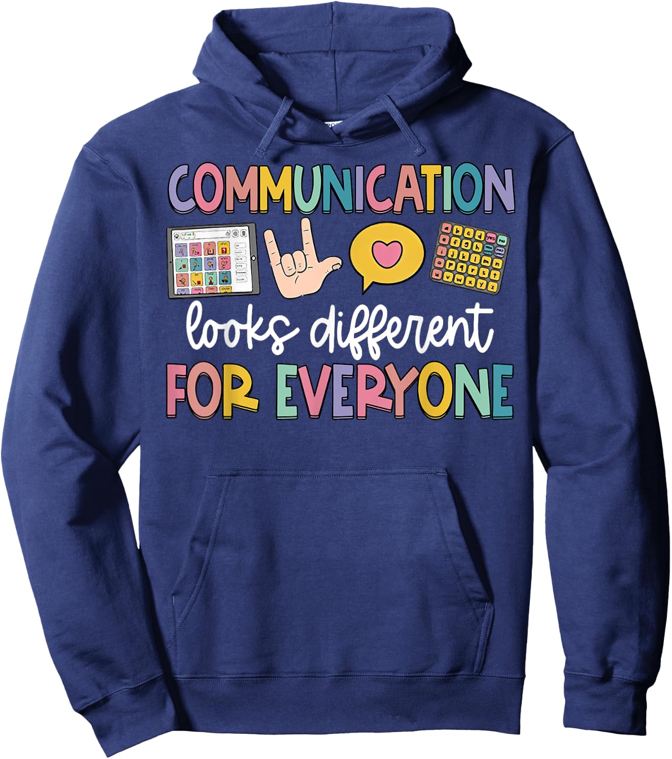 Funny Communication Looks Different Shirt - Kids -Adults Teacher Animal Print - Black, Small - Short Sleeve - Classic Fit - - Polyester 100% Hoodie - Hoodie | Navy