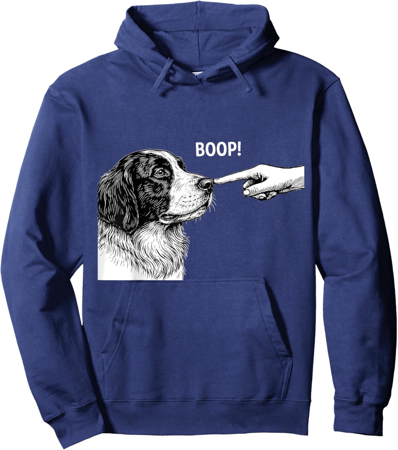Landseer Boop Cute Dog Nose Touch Hoodie - Hoodie | Navy