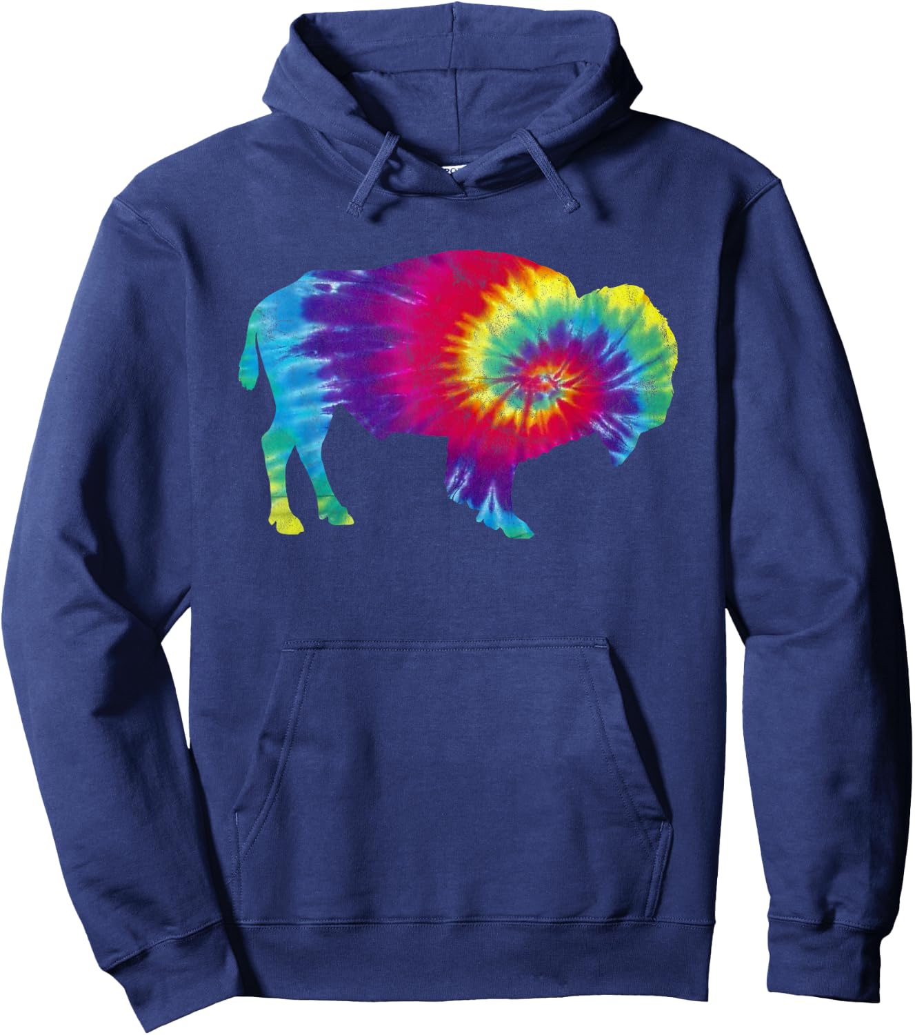Vintage Tie Dye Bison American Buffalo Retro Hoodie - Hoodie | Navy