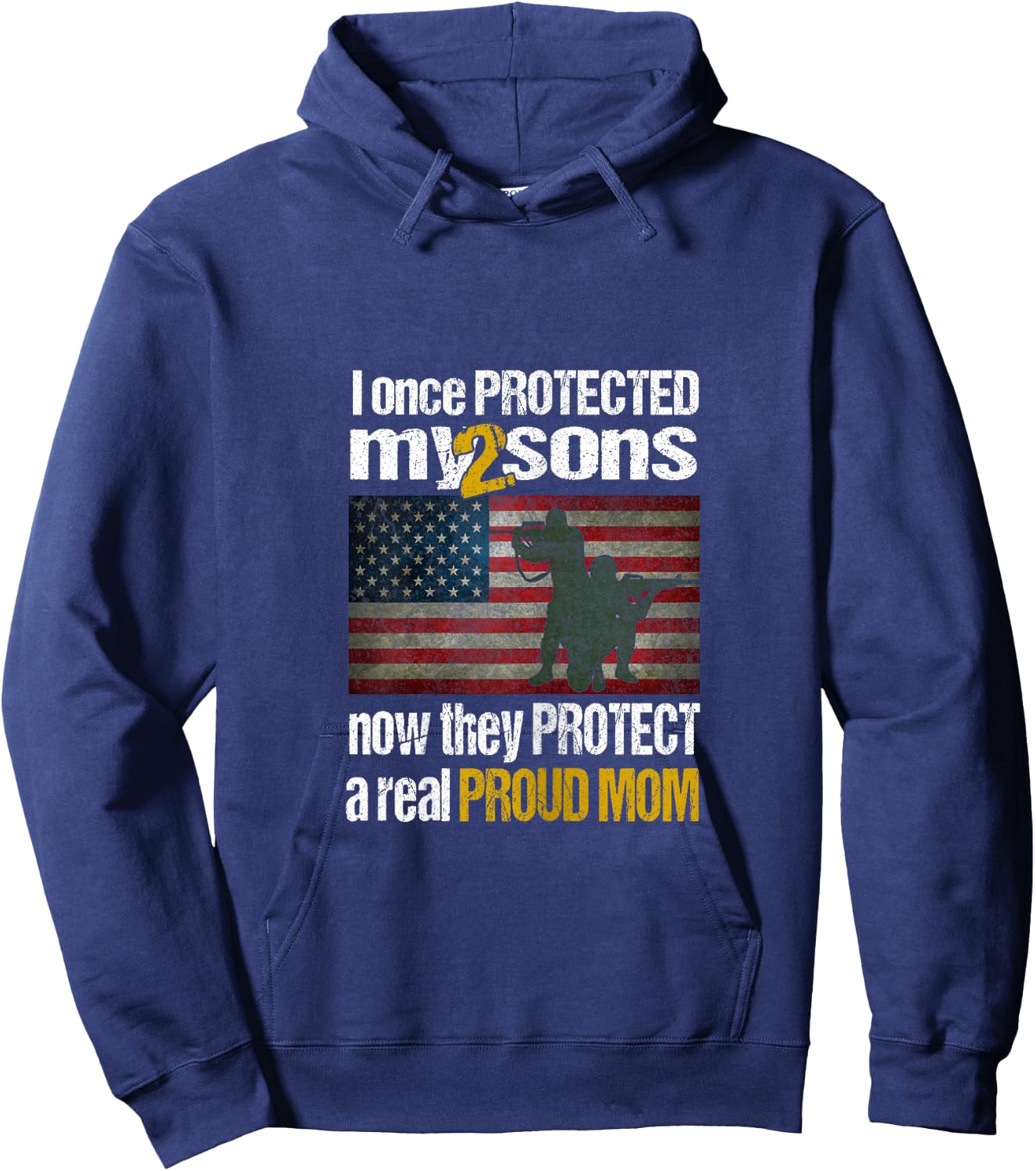 Military Honor Two Soldier Sons Proud Mom Hoodie - Hoodie | Navy