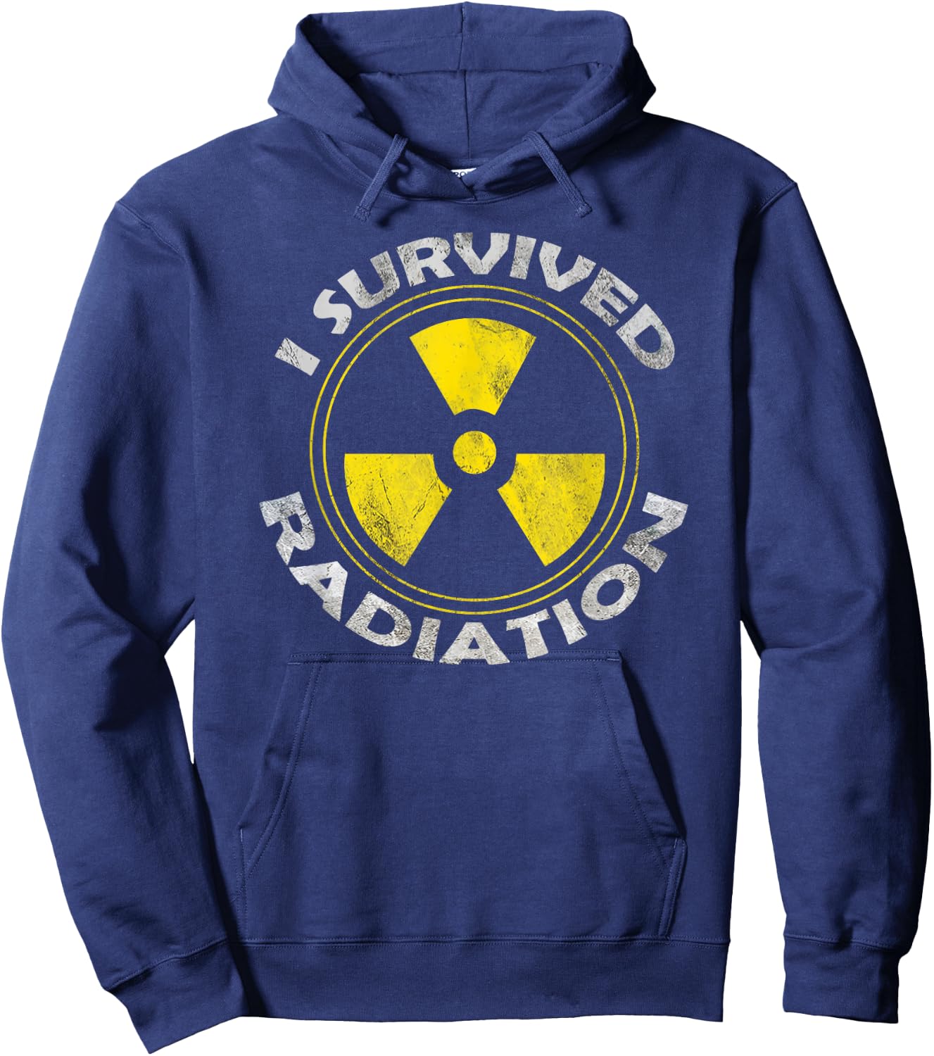 Cancer Designs by MCG.Co -Adults Black Cotton, Polyester Modern Sports with , Short Sleeve, Classic Fit, Straight Hemline, I Survived Radiation Warrior Design Hoodie - Hoodie | Navy