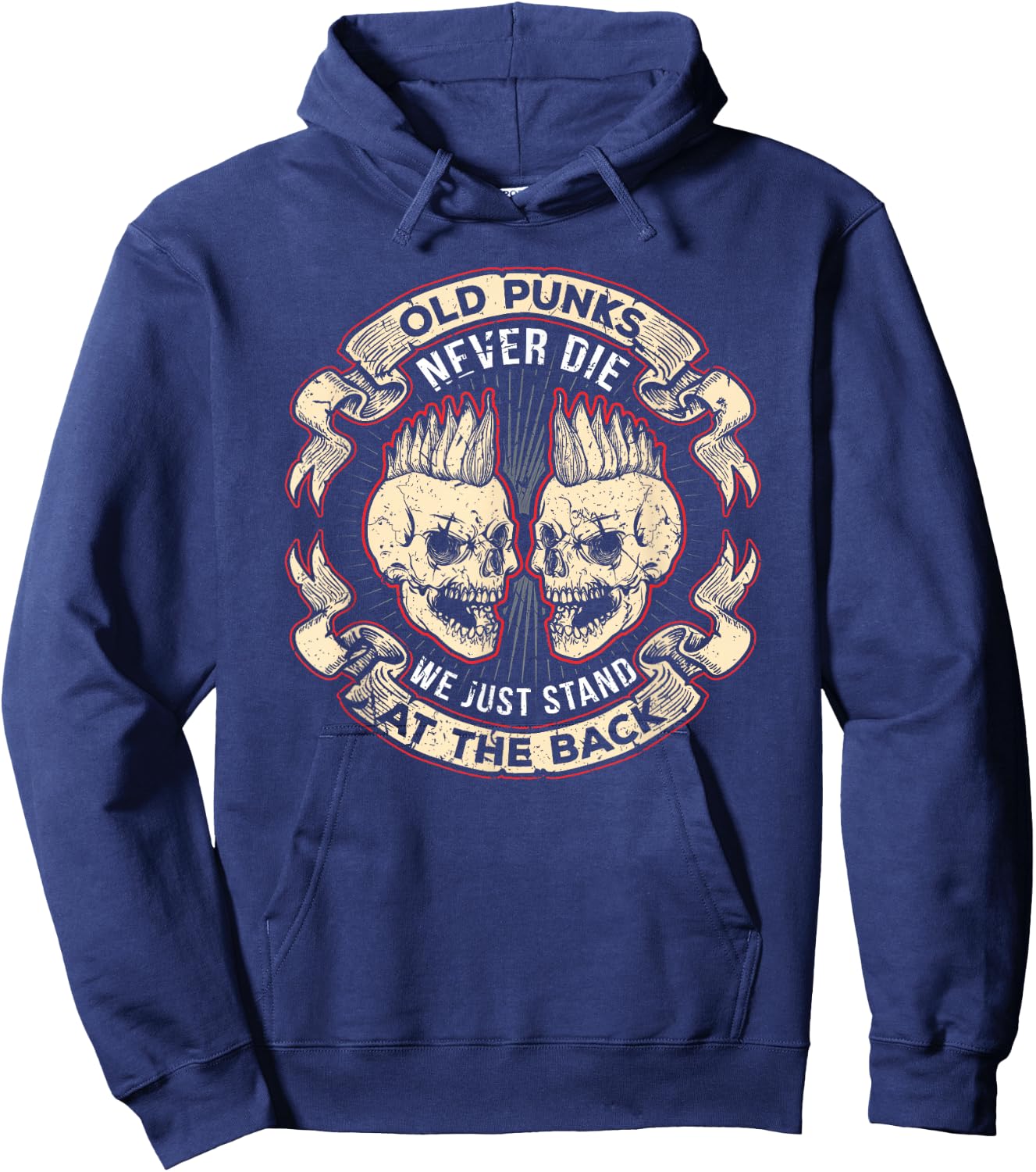 Old Punks Never Die Punk Rock Metal Concert Hoodie - Hoodie | Navy