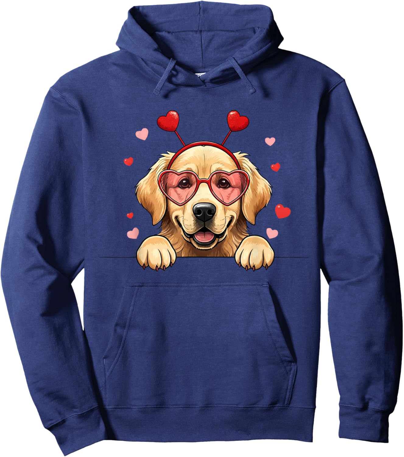 Golden Retriever Heart Headband Valentine Kids Hoodie - Hoodie | Navy