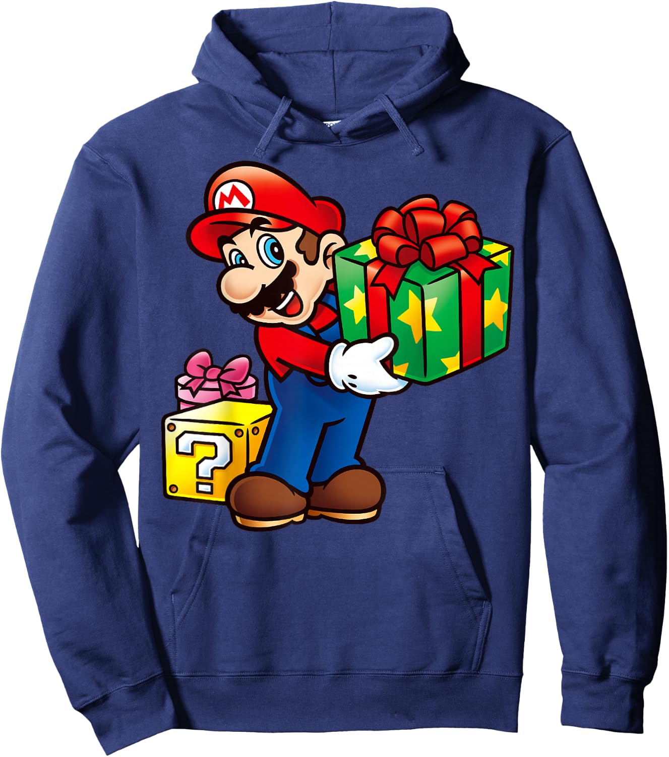 Nintendo Super Mario Wrapped Christmas Presents Hoodie - Hoodie | Navy