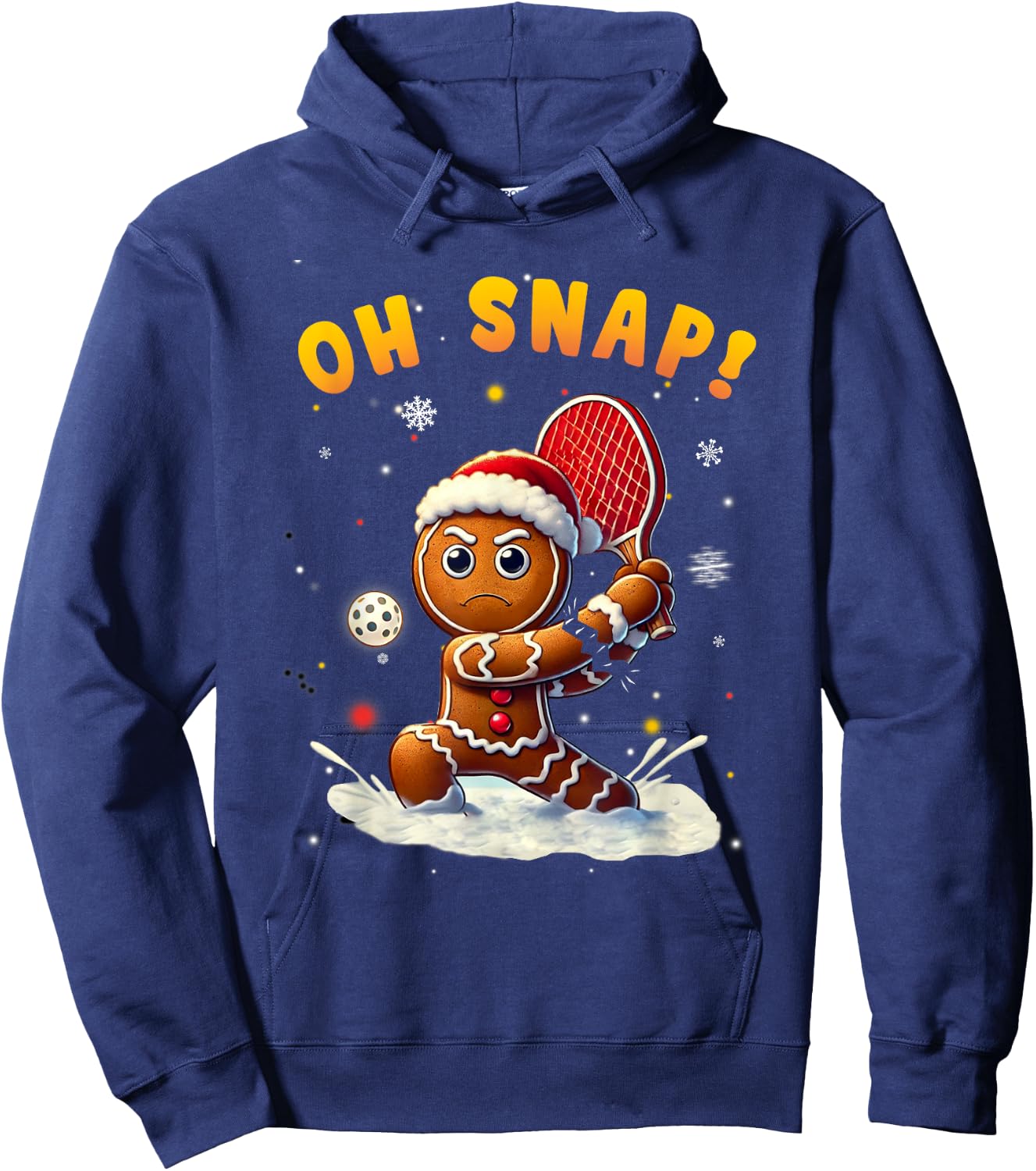 Oh Snap Gingerbreadman Christmas Pickleball Hoodie - Hoodie | Navy