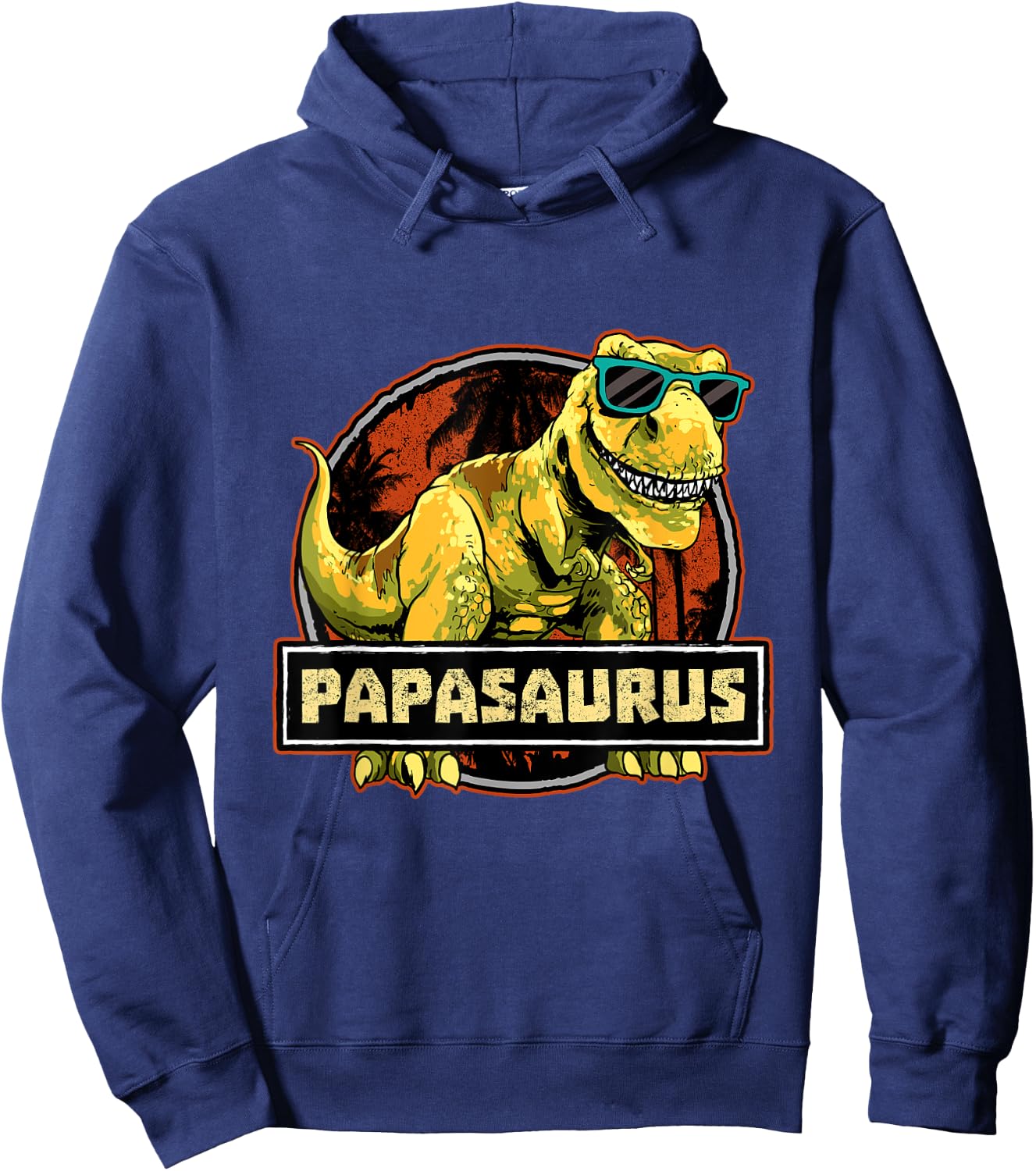 Papasaurus Dad T-Rex Dinosaur Birthday Matching Hoodie - Hoodie | Navy