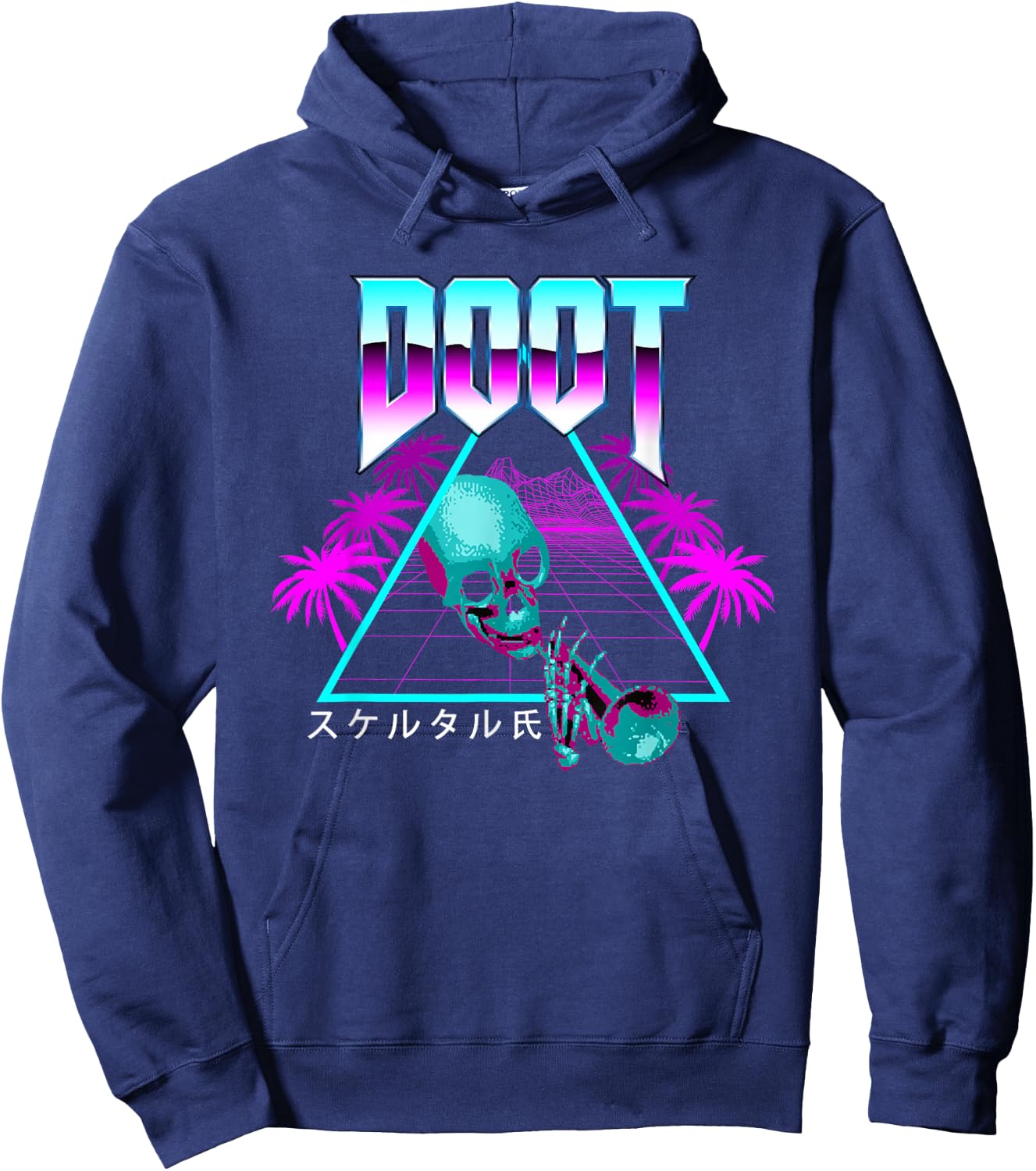 Doot Doot Mr Skeltal Synthwave Retro Streetwear Hoodie - Hoodie | Navy