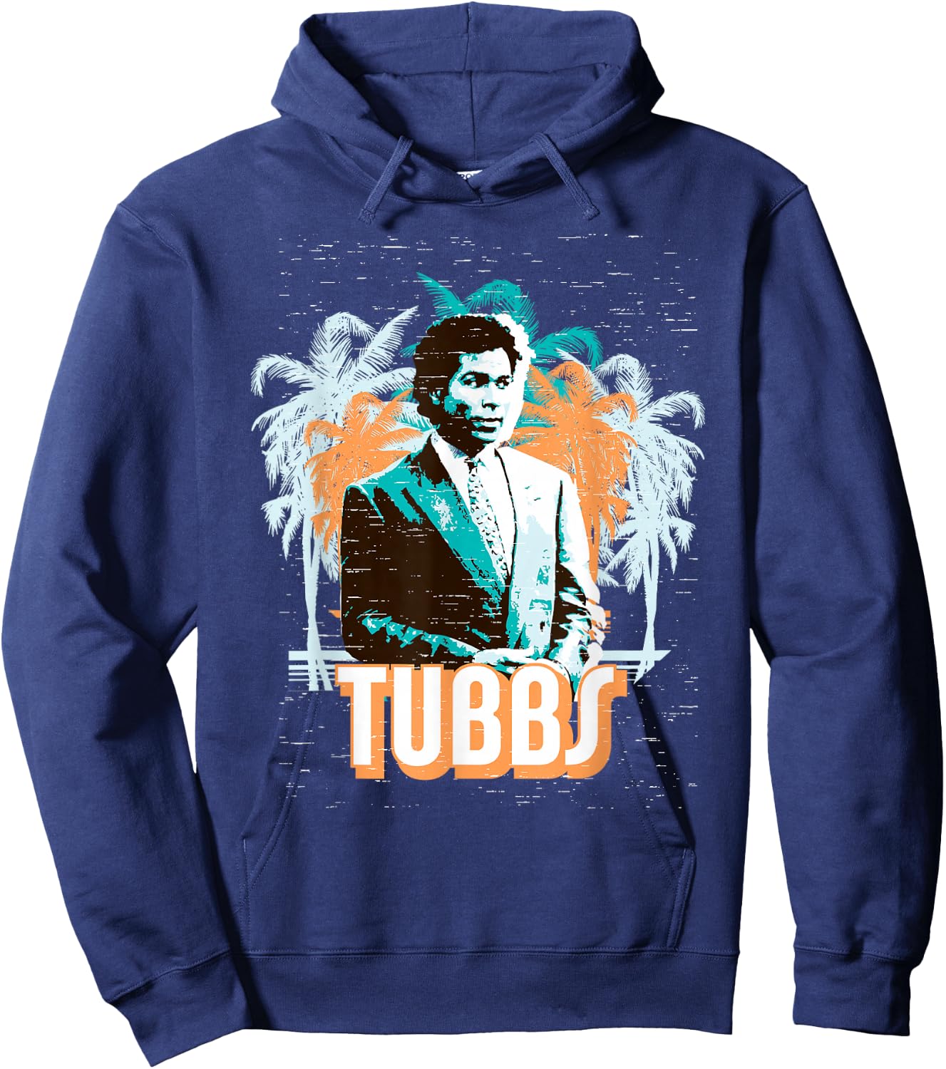Miami Vice Tubbs and Palm Tree Scenery Hoodie - Hoodie | Navy
