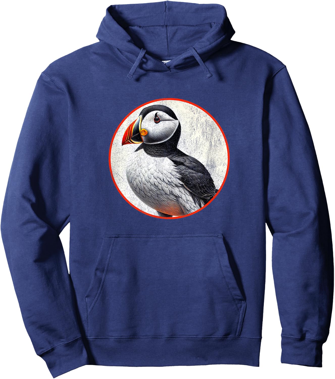 Colorful Retro Horned Puffin Bird Design Hoodie - Hoodie | Navy