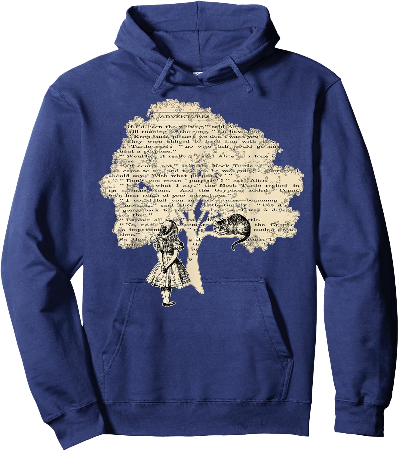 Alice In Wonderland Vintage Book T Shirt Design Hoodie - Hoodie | Navy