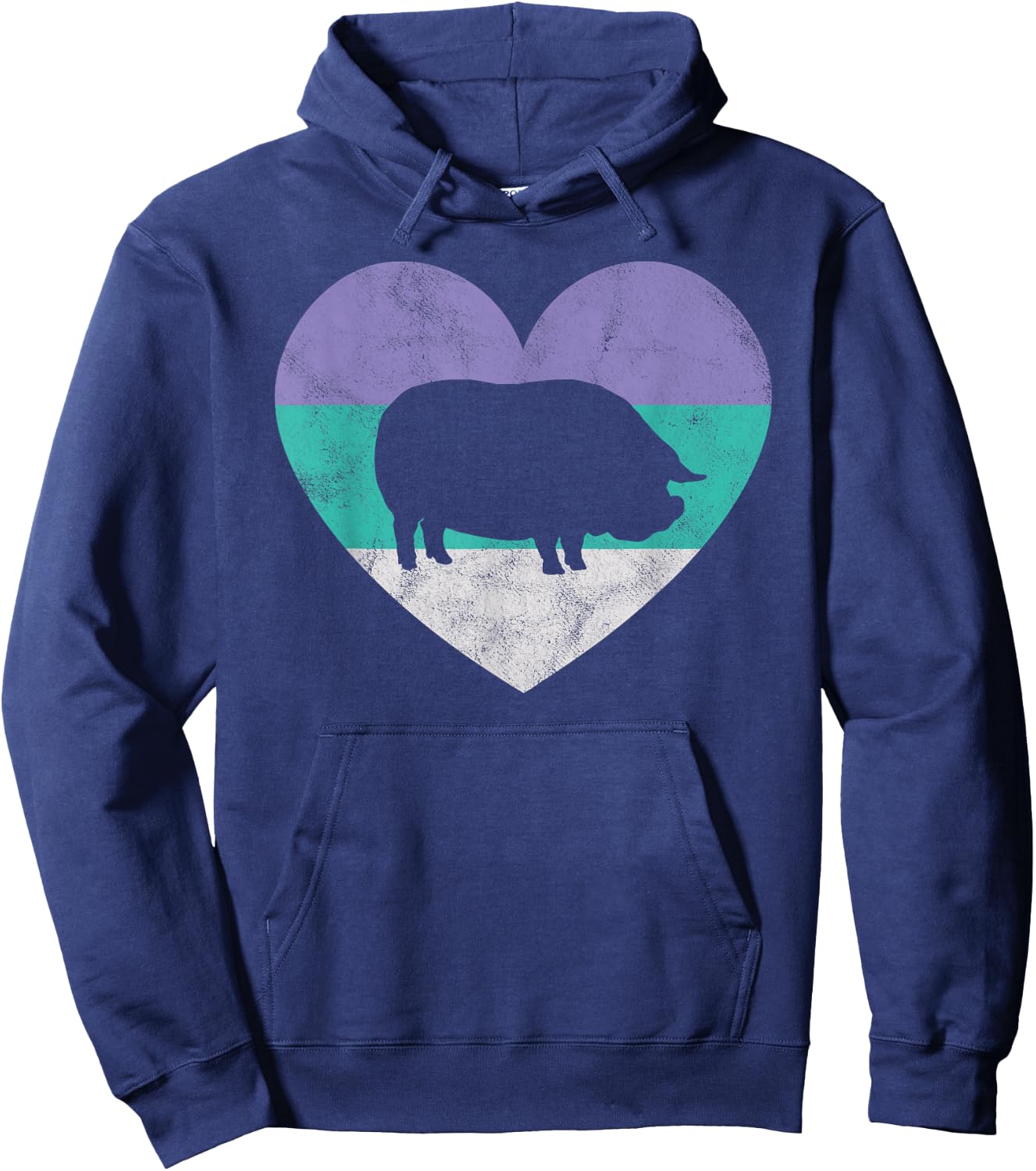 Pot Belly Pig Gift Shirt & Girls Retro Cute Hoodie - Hoodie | Navy