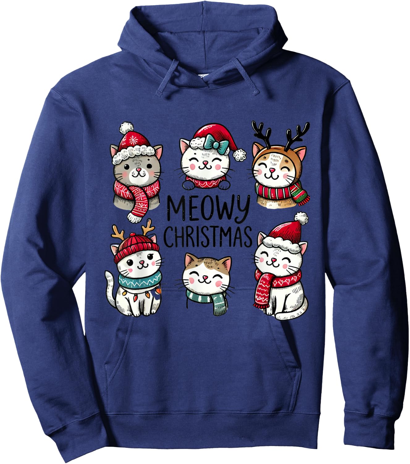 Catmas Cat Christmas Meowy Christmas Hoodie - Hoodie | Navy