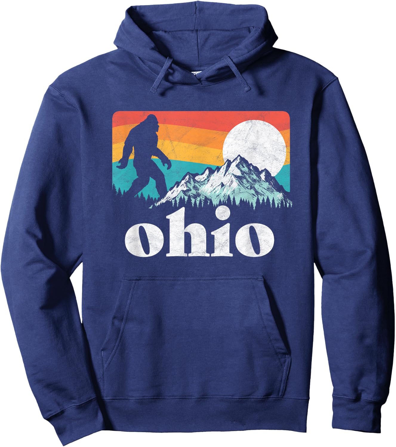 Ohio Retro State Pride Bigfoot Mountains Hoodie - Hoodie | Navy