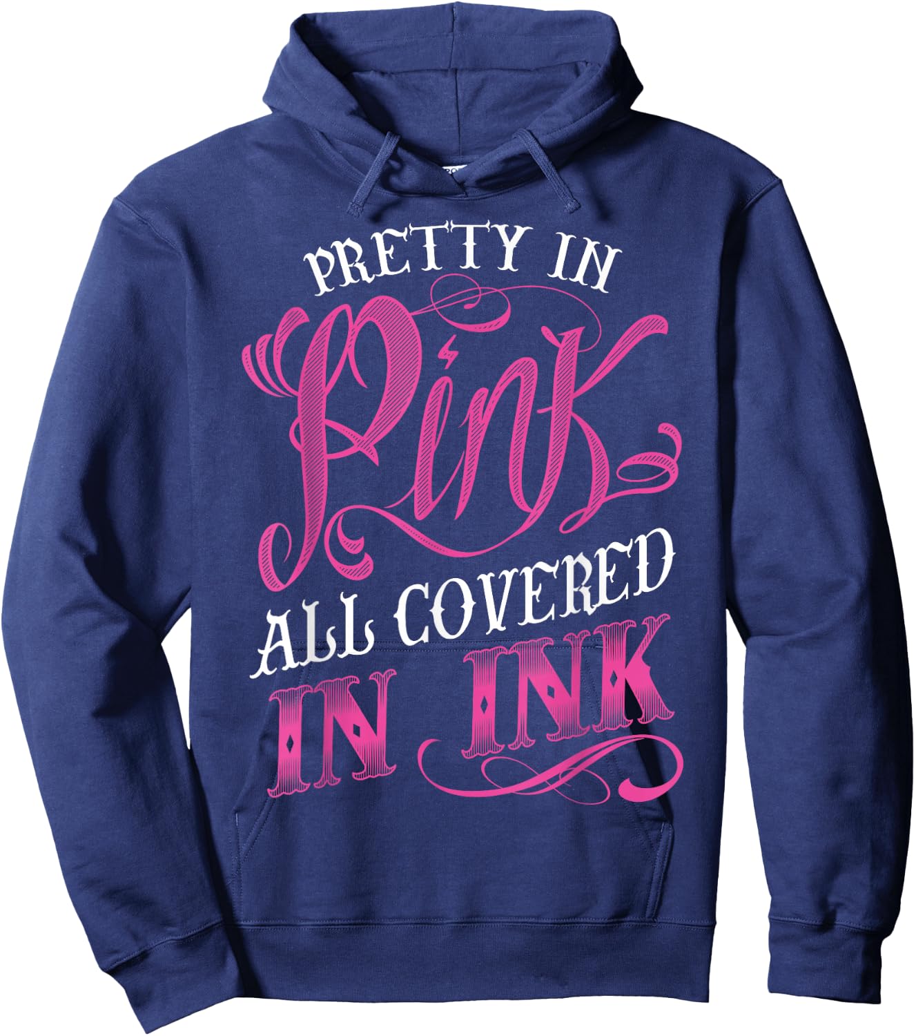 Tattooed Girl - Pretty in Pink covered in Pink Hoodie - Hoodie | Navy