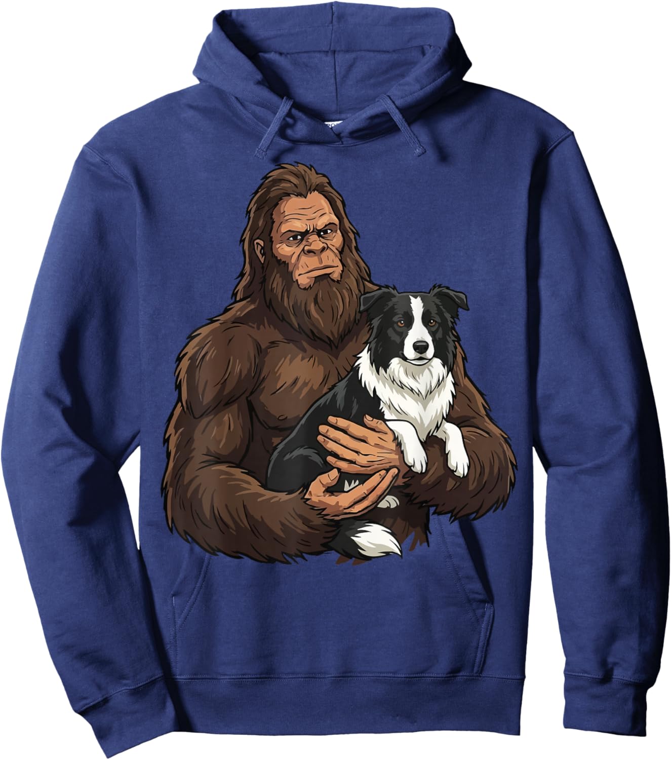 Bigfoot Holding Border Collie Hoodie - Hoodie | Navy