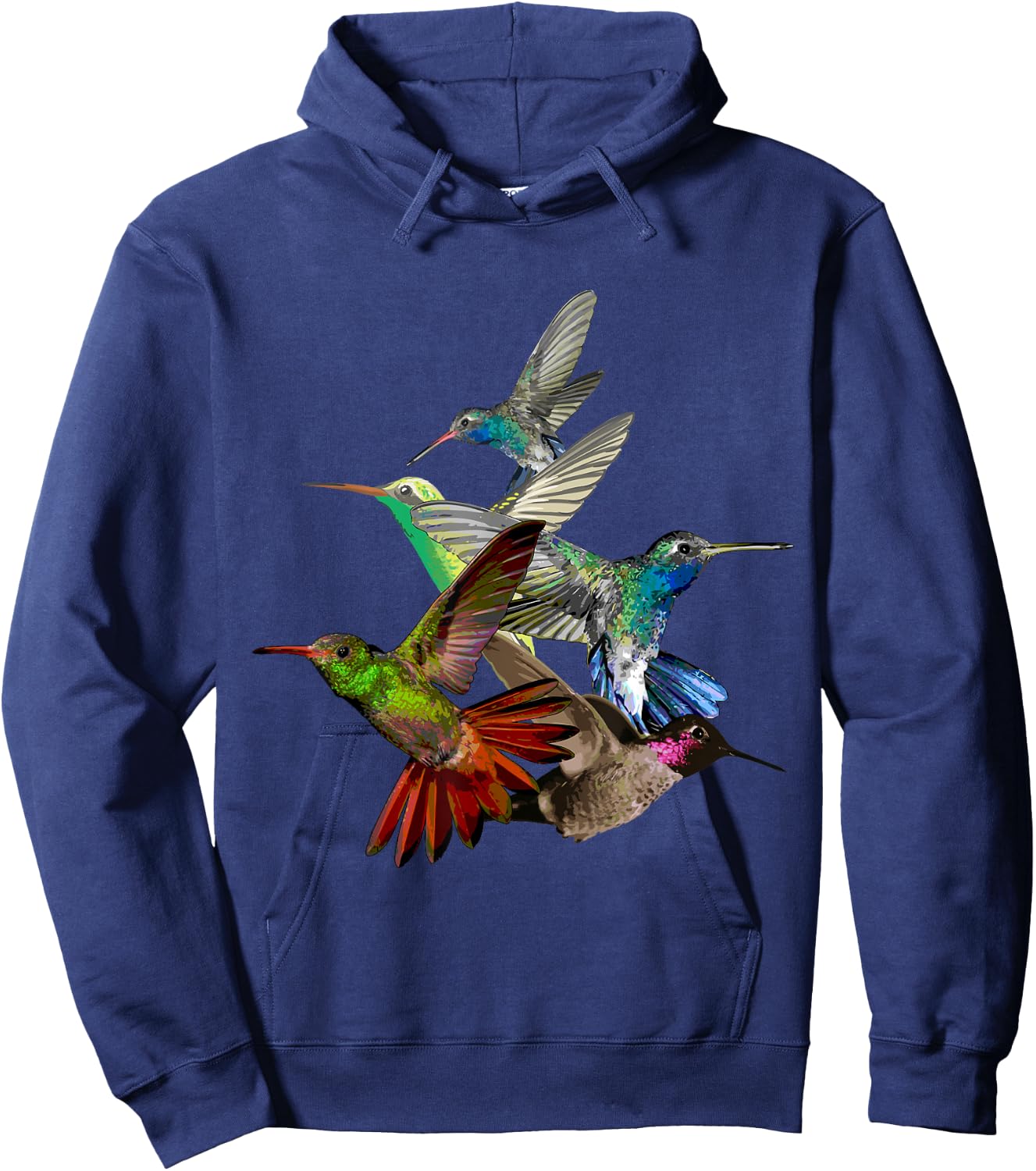 Hummingbird in Flight Bird Lovers Tropical Bird Hoodie - Hoodie | Navy