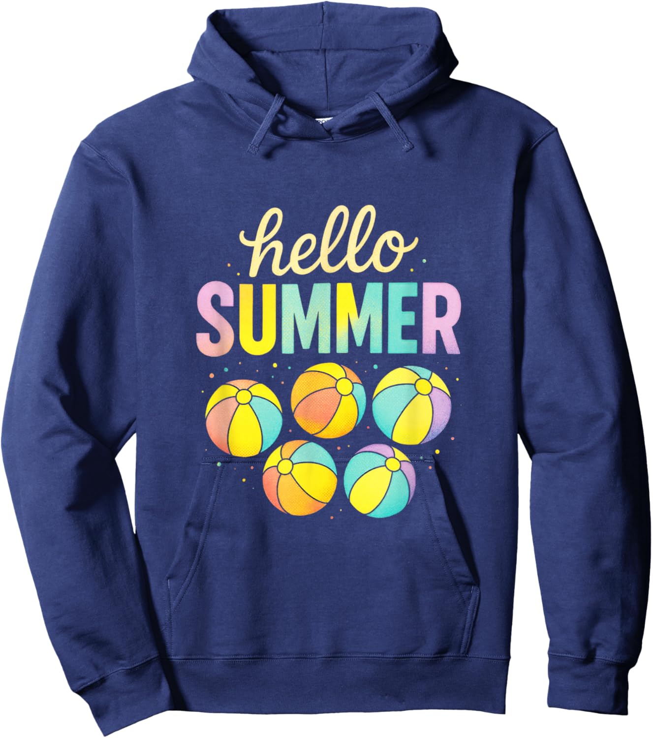Hello Summer - Beach Balls Retro Fun Hoodie - Hoodie | Navy