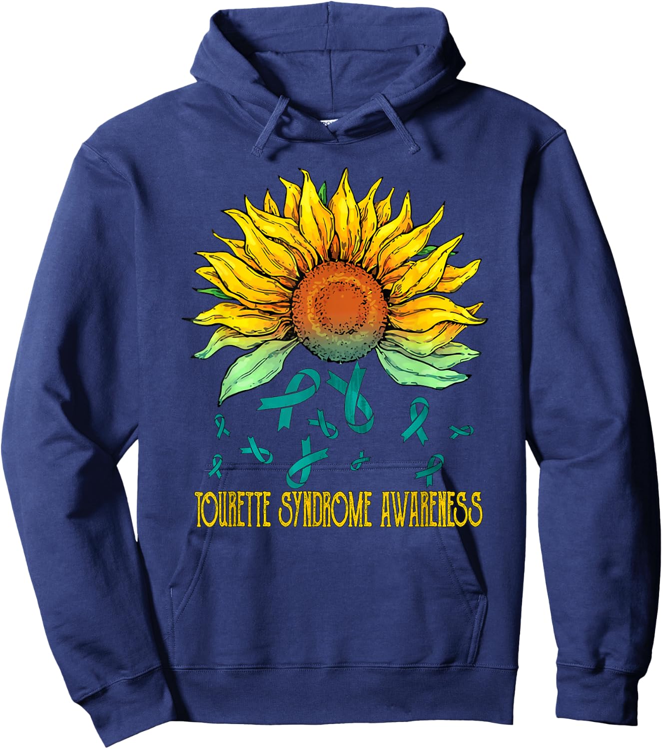 Tourette Syndrome Awareness Sunflower Hoodie - Hoodie | Navy
