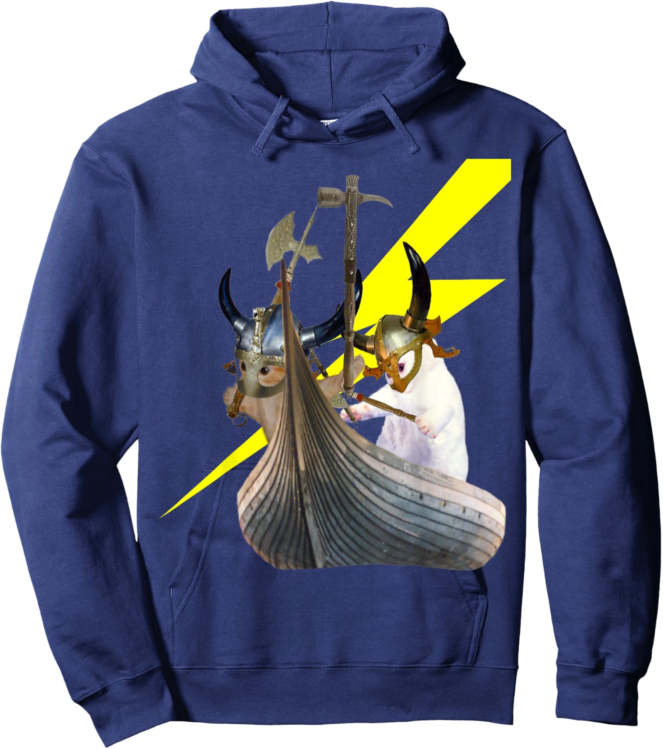 Viking Kittens in their longboat Hoodie - Hoodie | Navy