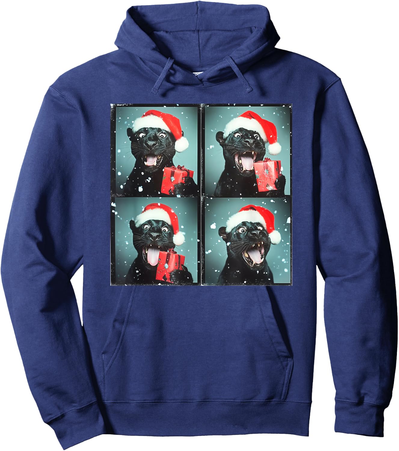 Panther Santa Hat Funny Christmas Panther Hoodie - Hoodie | Navy