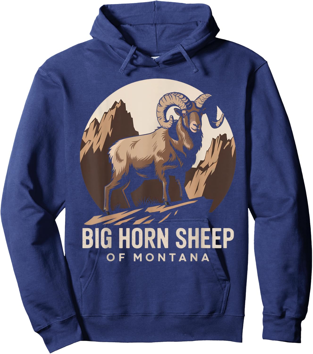 Big Horn Sheep – Iconic Western Wildlife Design Hoodie - Hoodie | Navy