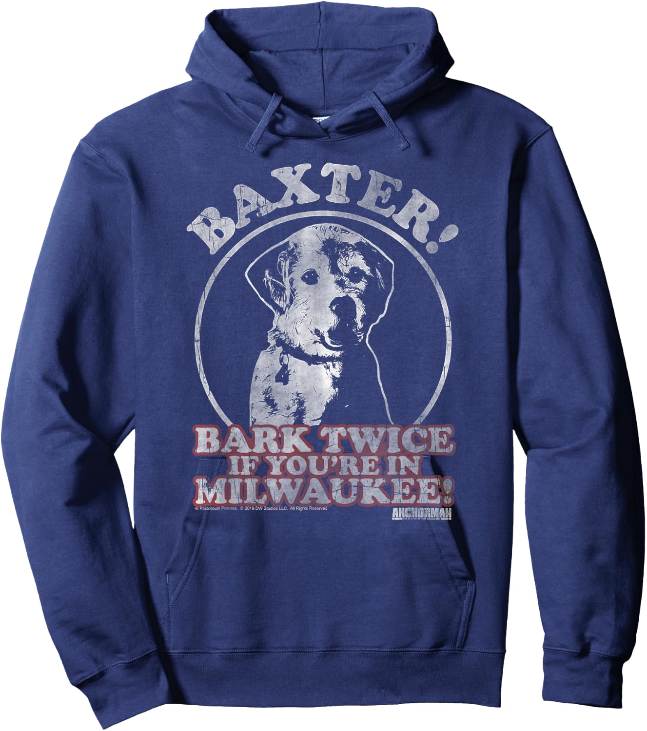 Anchorman Baxter Bark Twice Portrait Hoodie - Hoodie | Navy