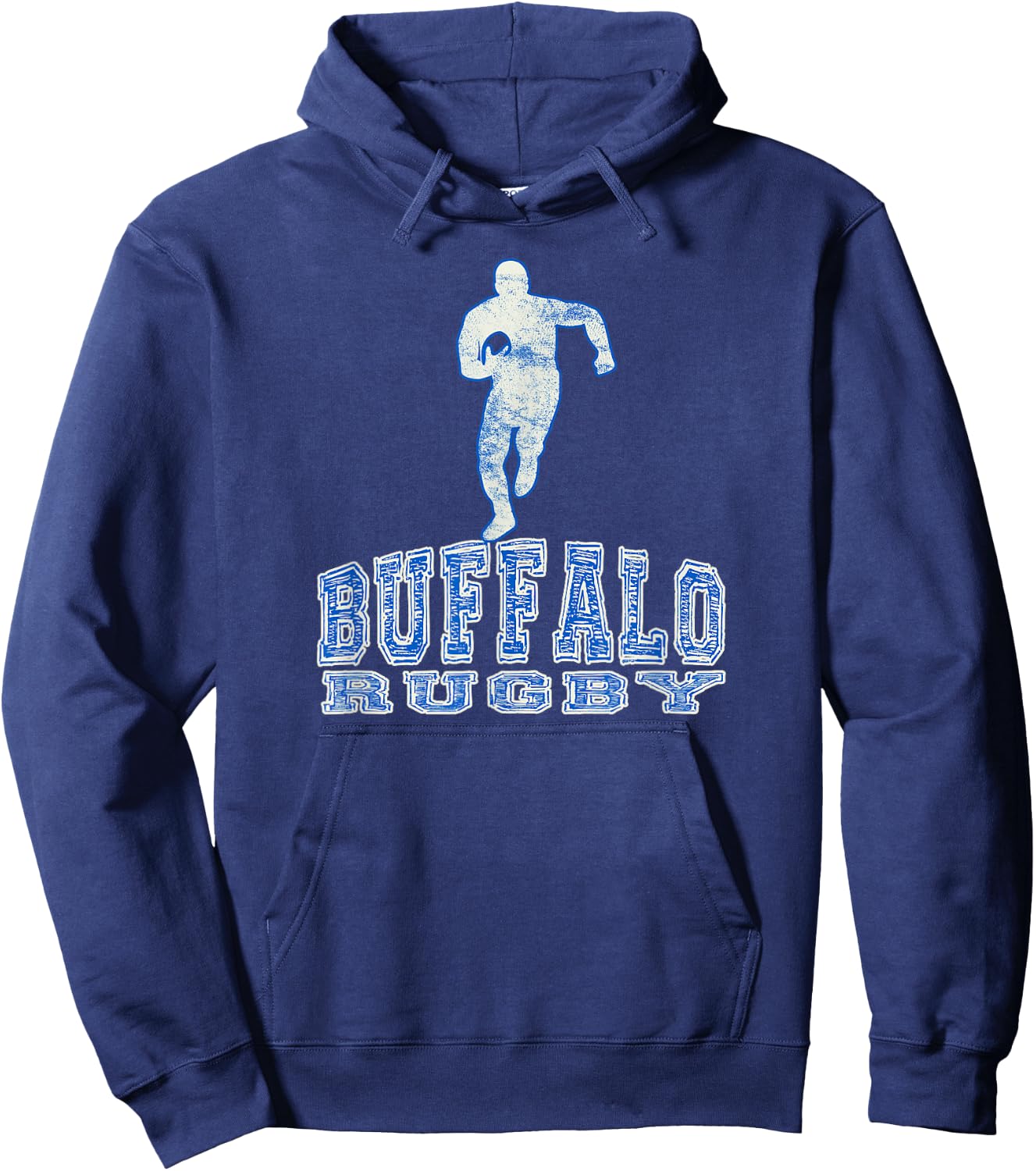 Vintage Buffalo Rugby with Rugby Player Hoodie - Hoodie | Navy