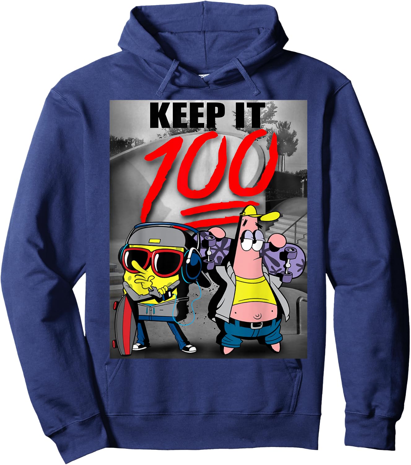 Spongebob SquarePants Keep It 100 Hoodie - Hoodie | Navy