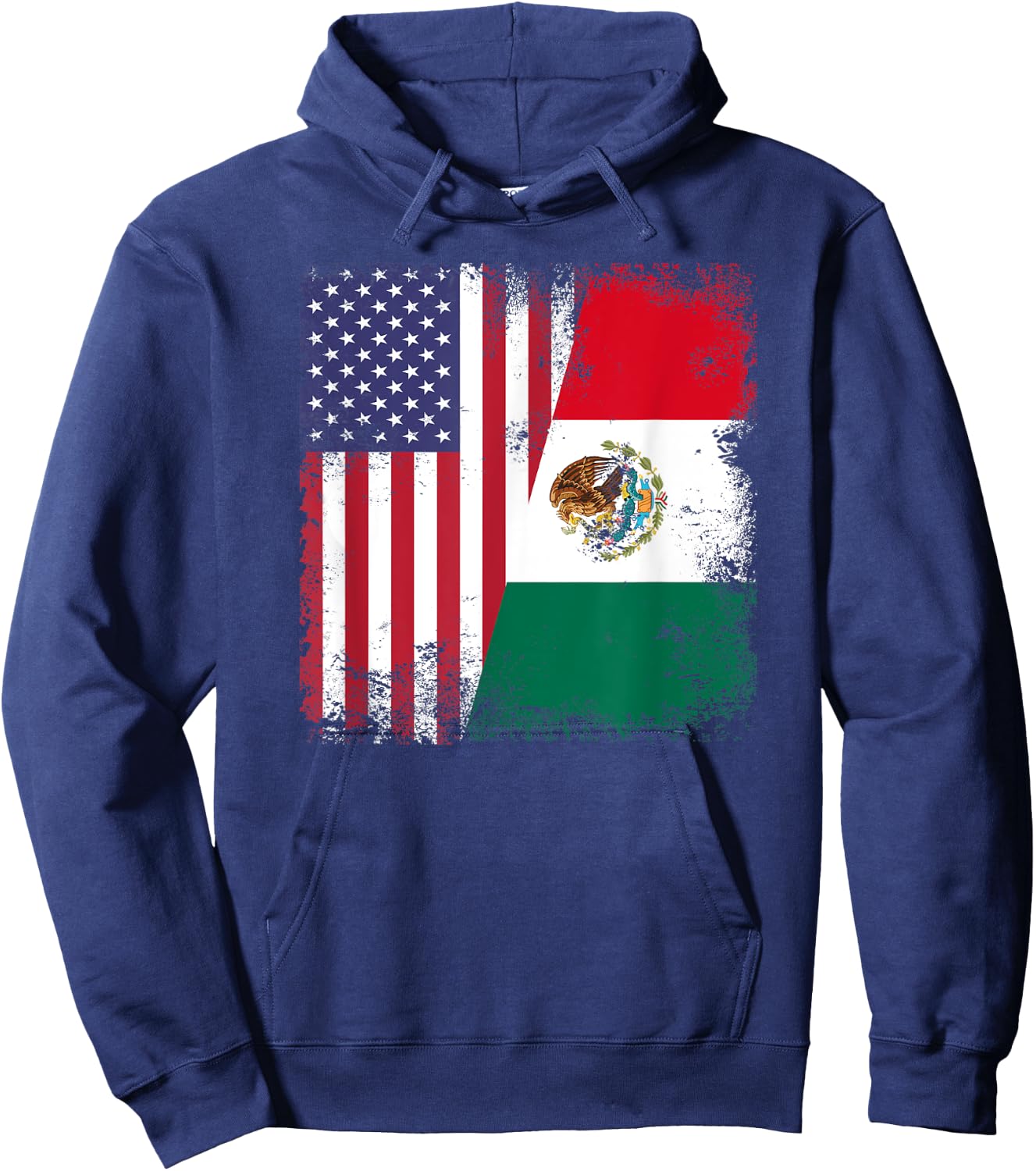 Half Mexican Flag | Vintage Mexico USA Gift Hoodie - Hoodie | Navy