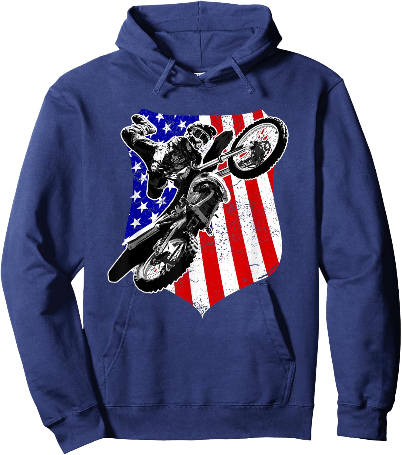 Dirt Bike Motocross 4th of July Hoodie - Hoodie | Navy