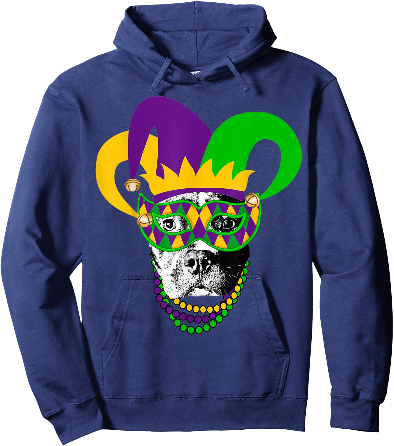 Mardi Gras Pitbull Dog Cute Mardi Gras Shirt Hoodie - Hoodie | Navy