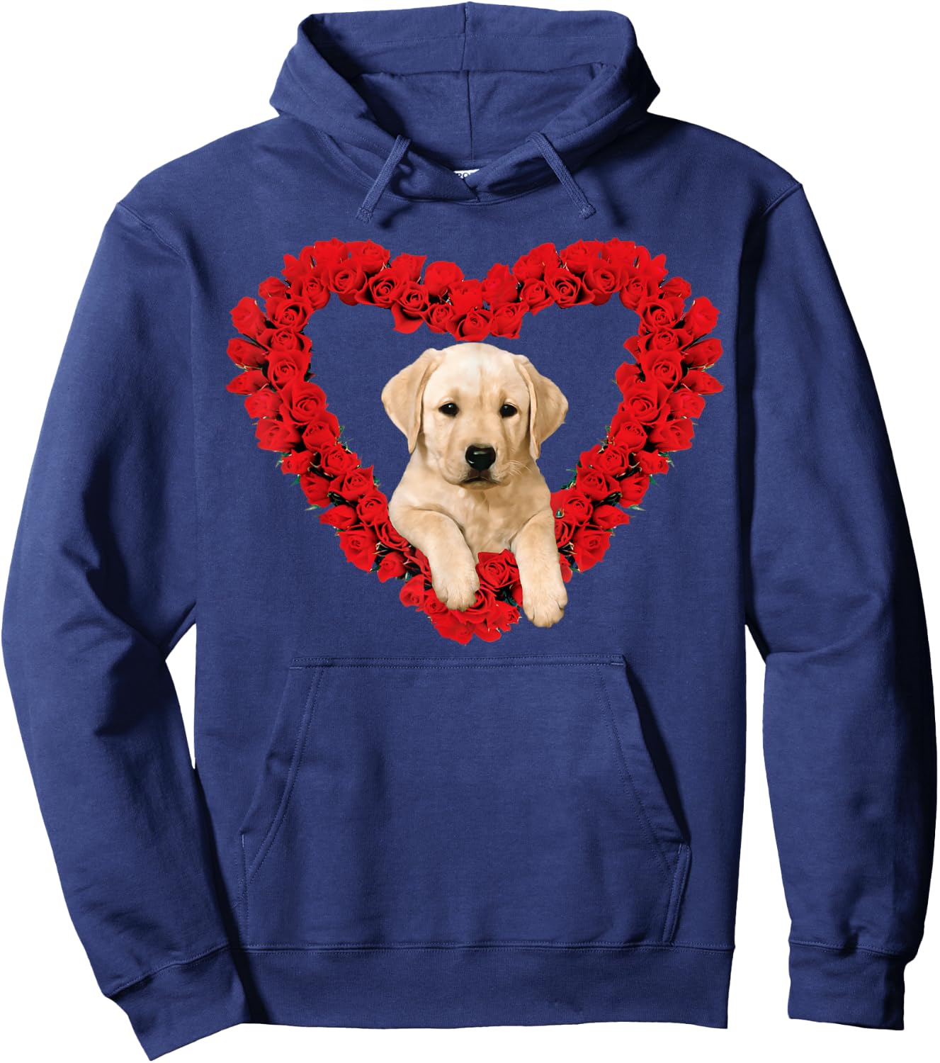 Rose Heart Yellow Lab Puppy Valentines Day Cute Hoodie - Hoodie | Navy