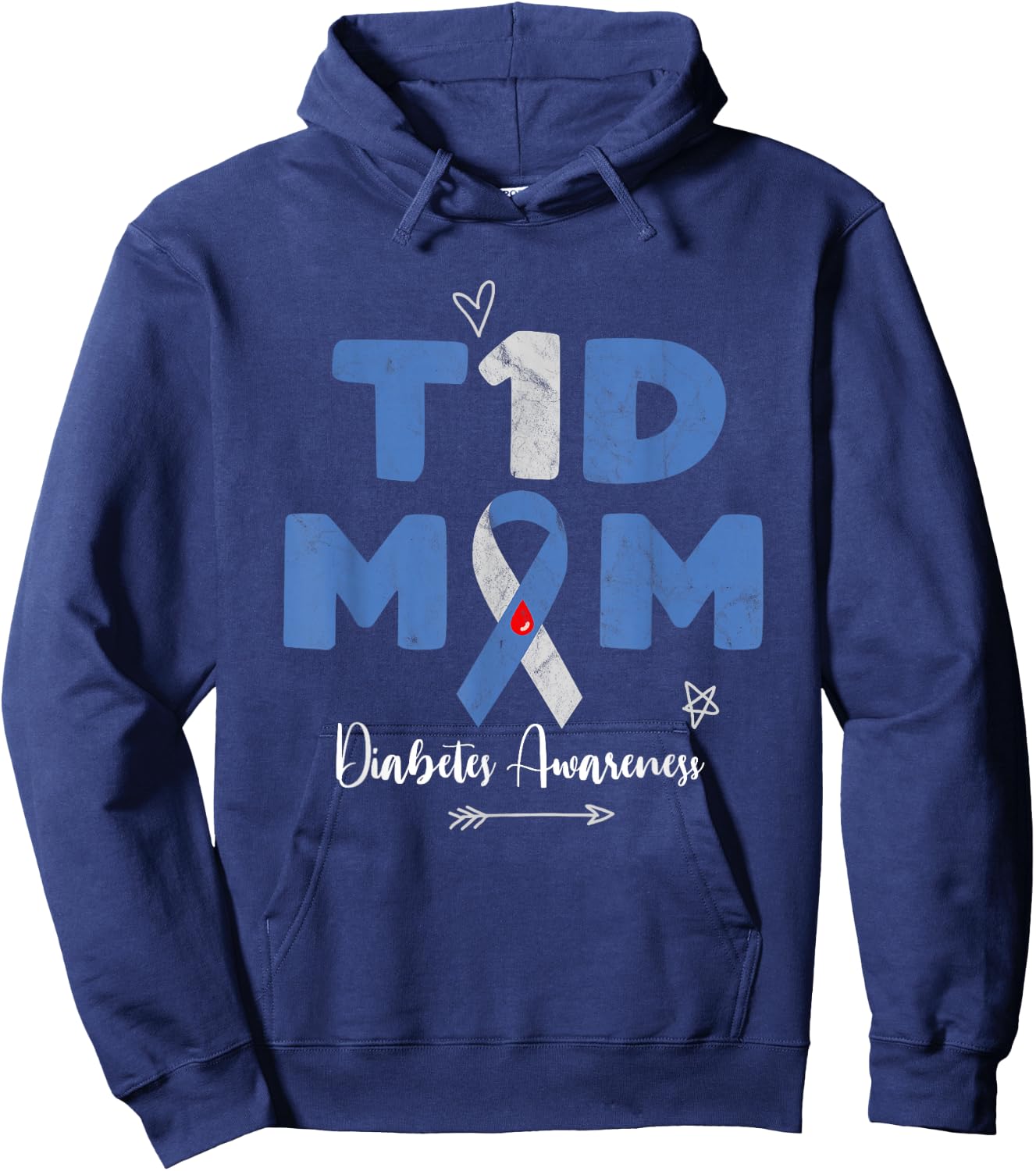 T1D Mom Diabetes Awareness Gift Mother Hoodie - Hoodie | Navy