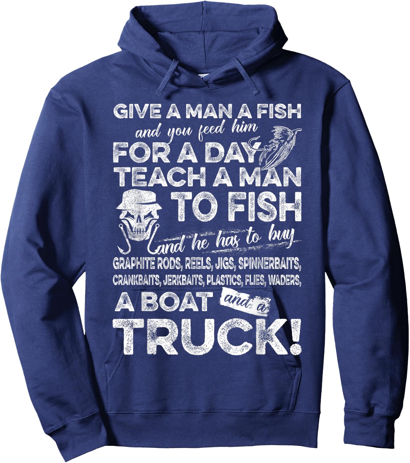 Funny Fishing Shirts Give A Man A Fish T Shirt Hoodie - Hoodie | Navy