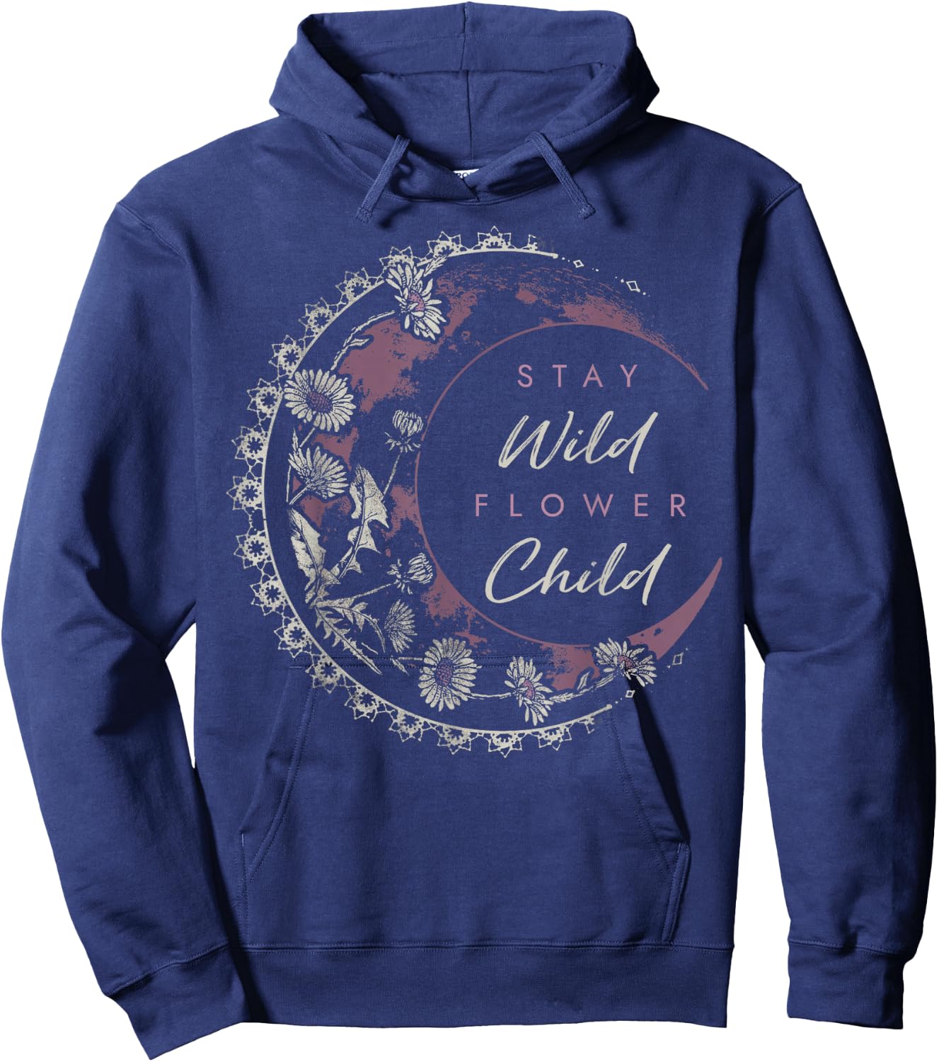 Stay Wild Flower Child Moon And Flowers Hoodie - Hoodie | Navy