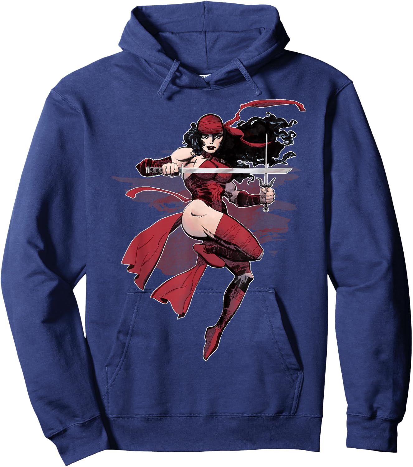 Elektra Hovering Diva and Sword Profile Graphic Hoodie - Hoodie | Navy