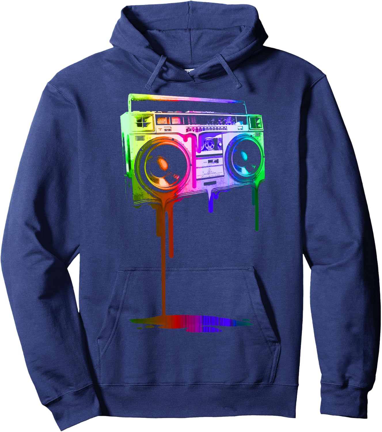 Melting Boombox in Digital Rainbow Colors Hoodie - Hoodie | Navy