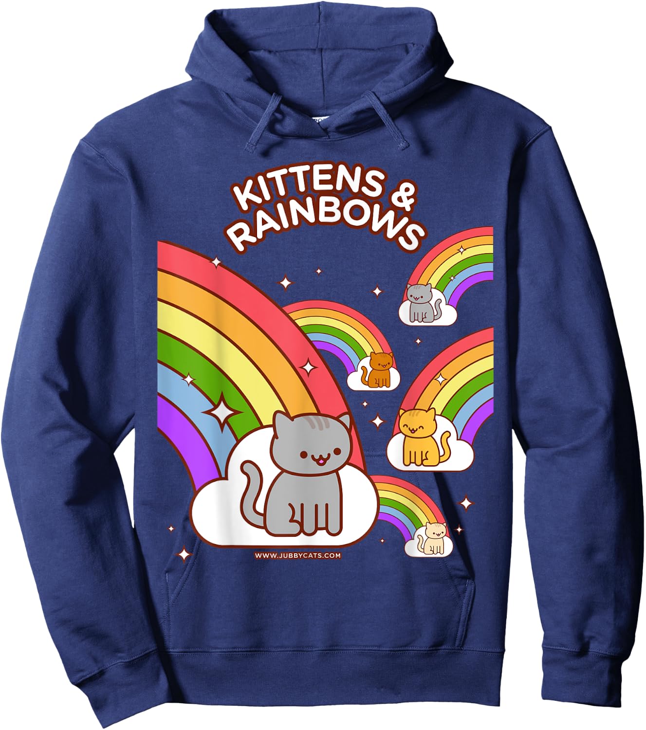 Kawaii Cat - Kittens & Rainbows Hoodie - Hoodie | Navy