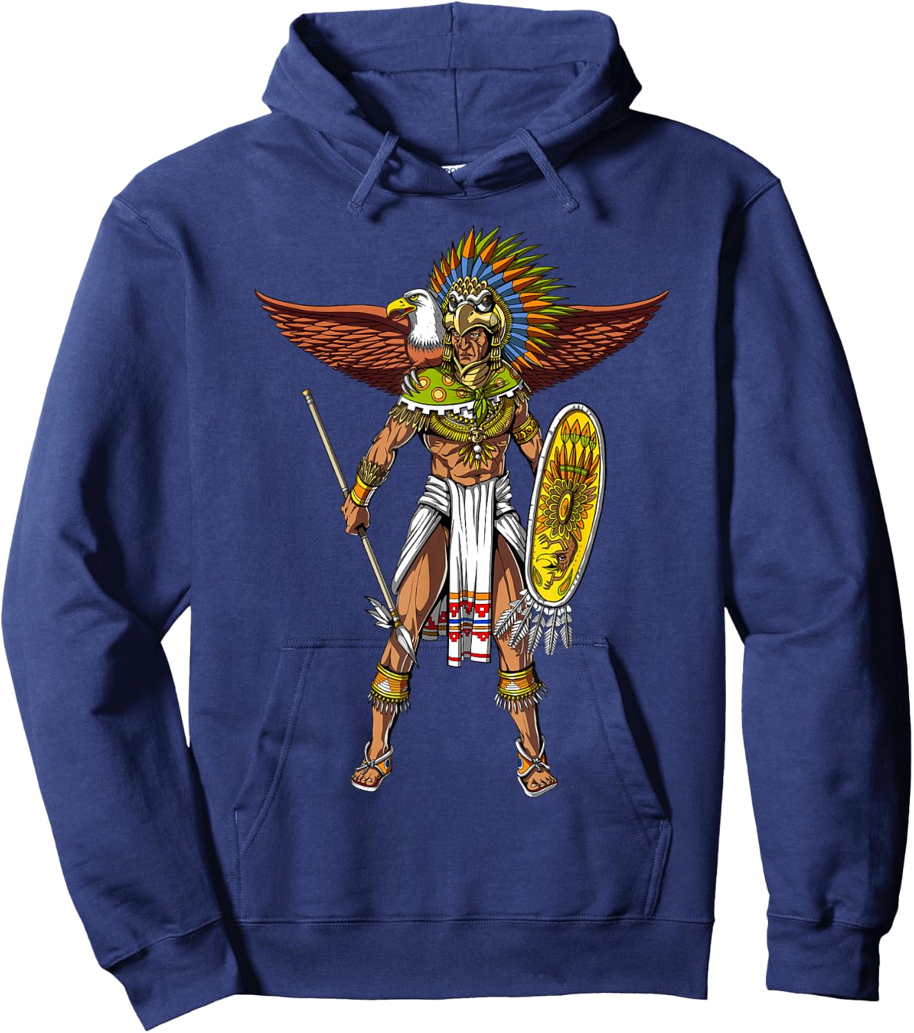 Aztec Eagle Warrior Hoodie - Hoodie | Navy