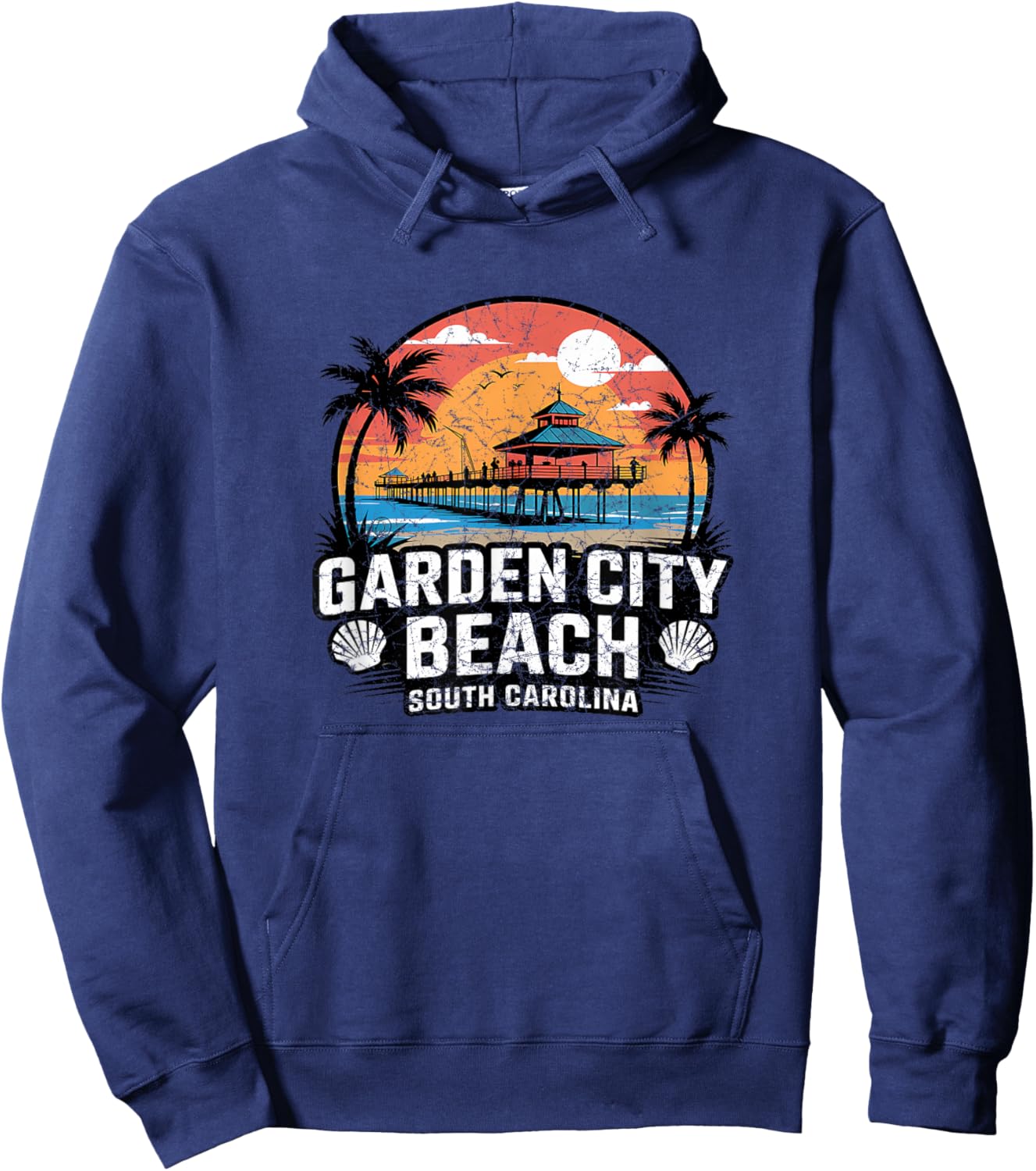 Vintage Garden City South Carolina Hoodie - Hoodie | Navy
