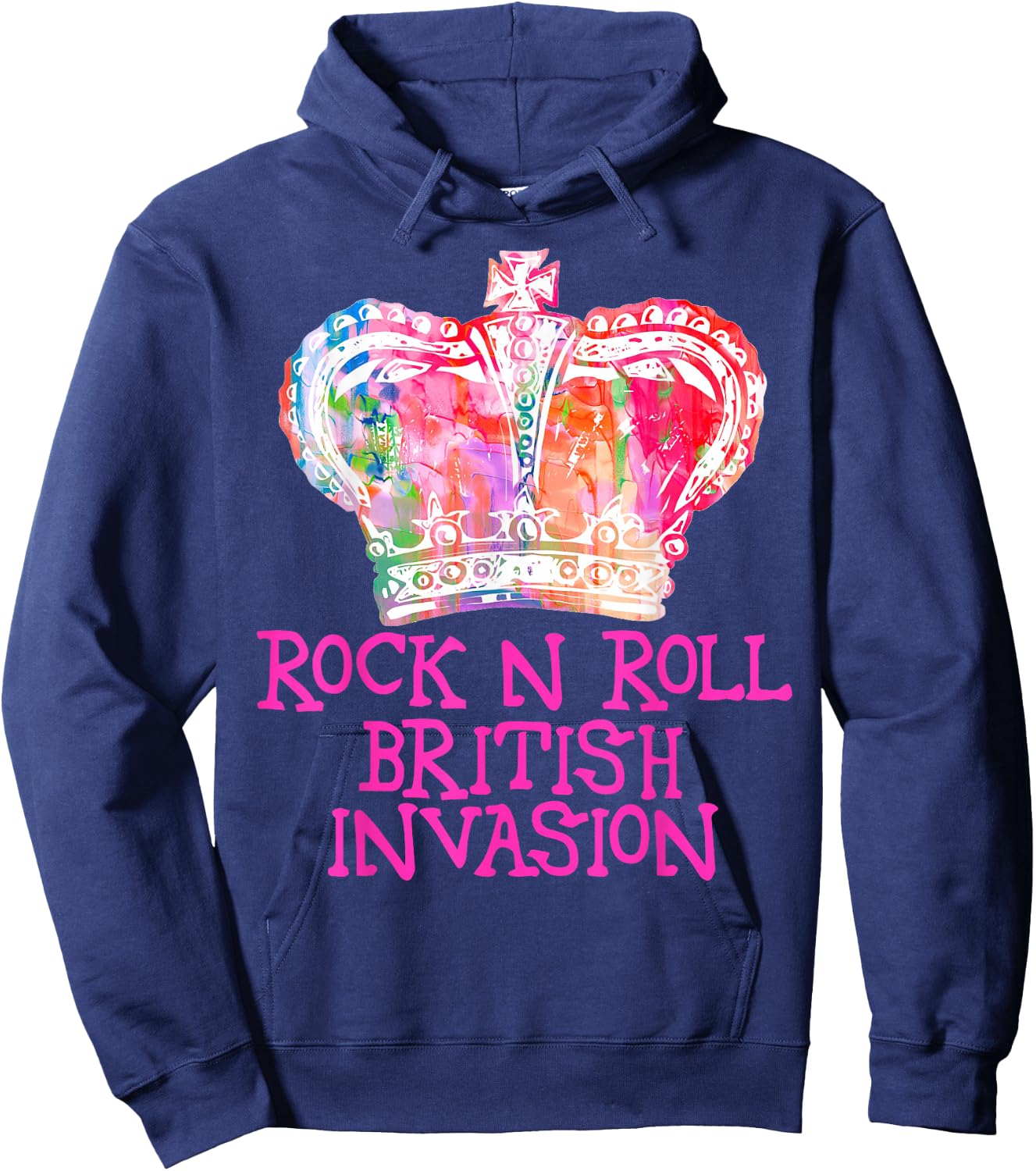 Rock N Roll Music British Invasion Crown Shirt Hoodie - Hoodie | Navy