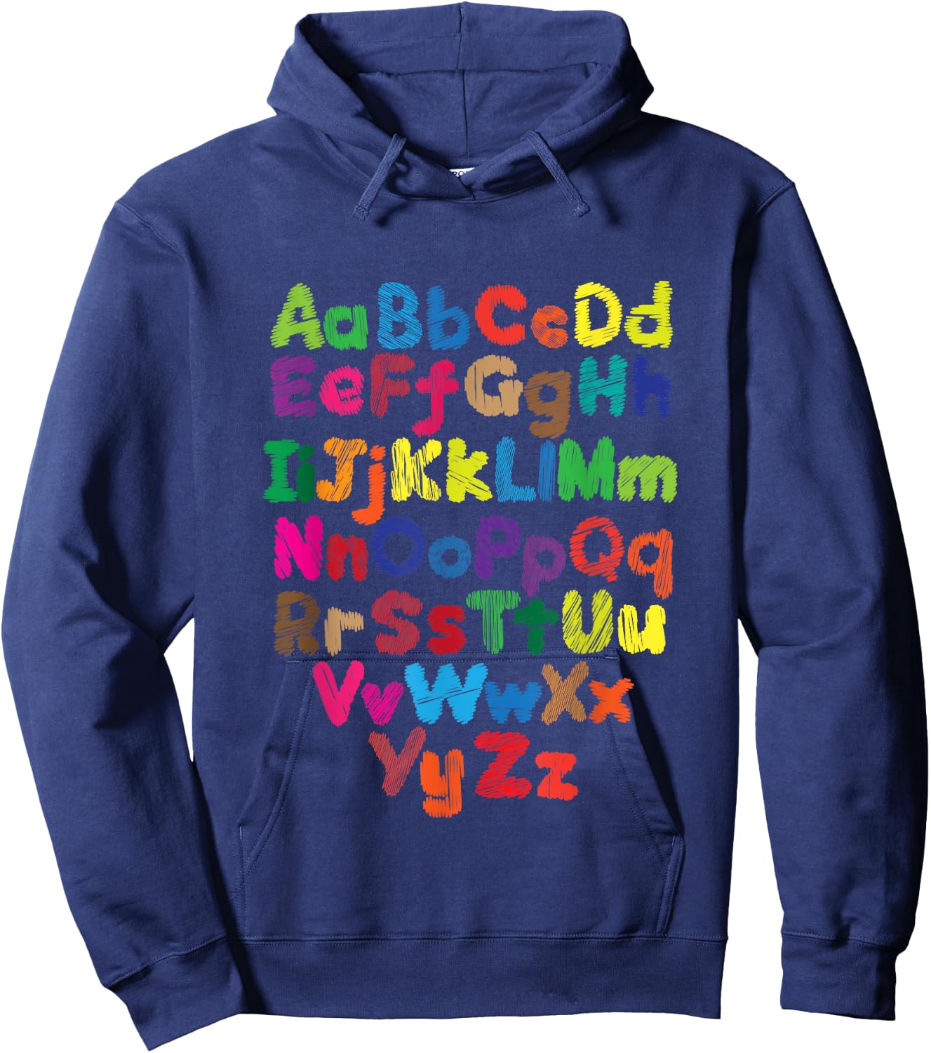 Vibrant Colorful Alphabet Typography Design Hoodie - Hoodie | Navy