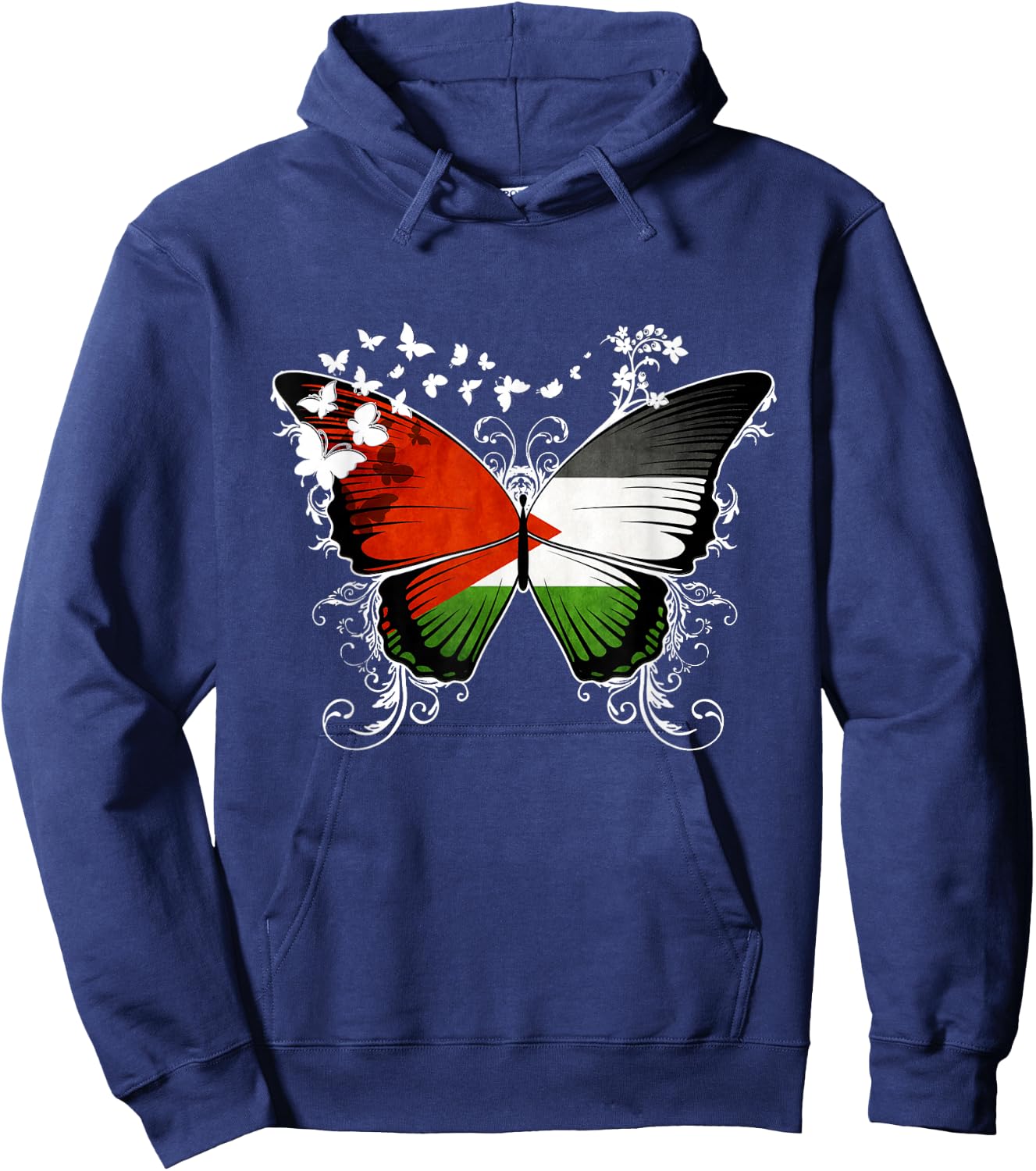 Palestine Flag Shirt Butterfly Graphic T Shirt Hoodie - Hoodie | Navy